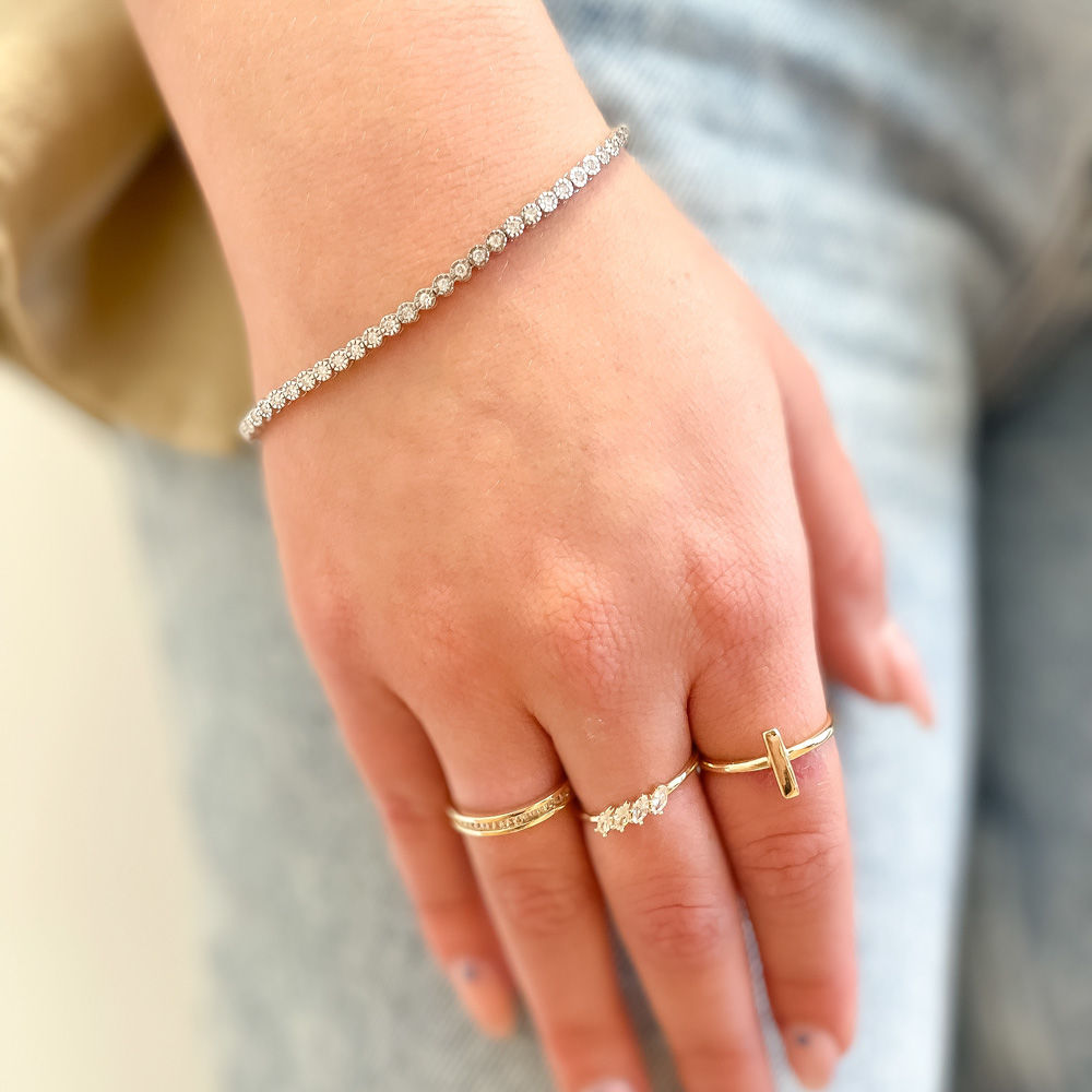 צמיד טניס יהלומים מילנו מזהב לבן 14 קראט - שרלוט צמיד טניס יהלומים מילנו מזהב לבן 14 קראט - שרלוט