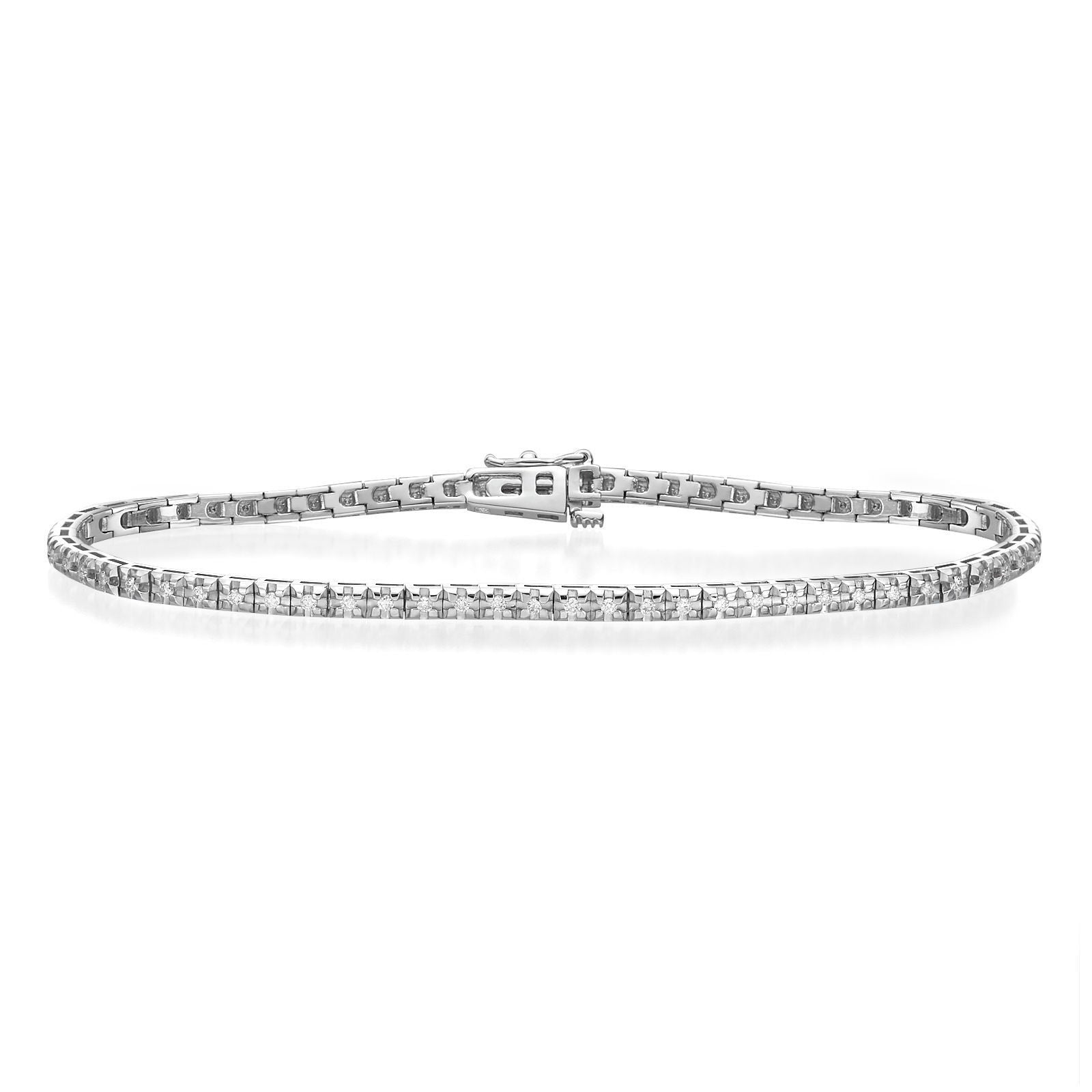 צמיד טניס יהלומים פירמידה מזהב לבן 14 קראט - קייט צמיד טניס יהלומים פירמידה מזהב לבן 14 קראט - קייט