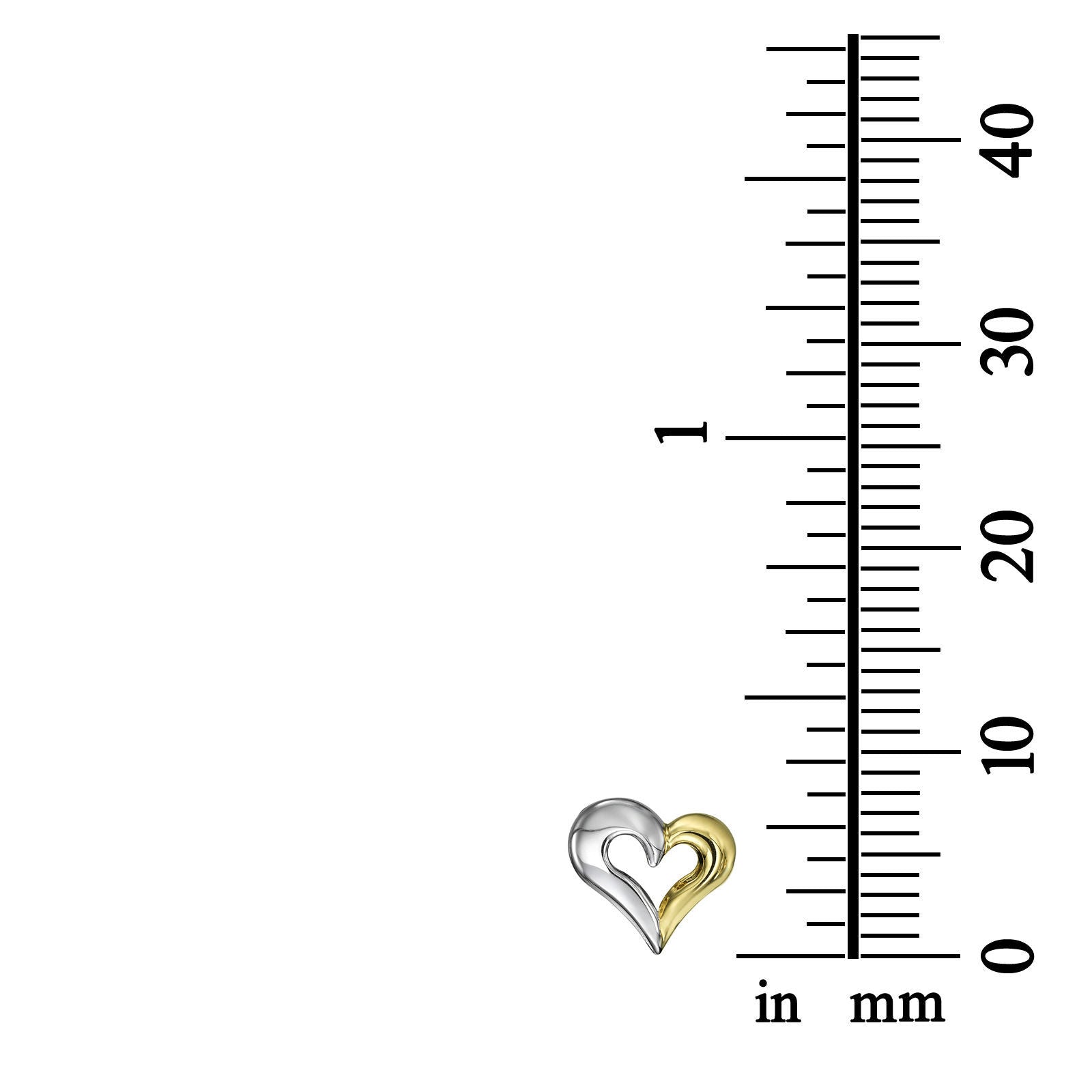עגילים צמודים מזהב צהוב ולבן  14 קראט - לב מאוחד עגילים צמודים מזהב צהוב ולבן  14 קראט - לב מאוחד