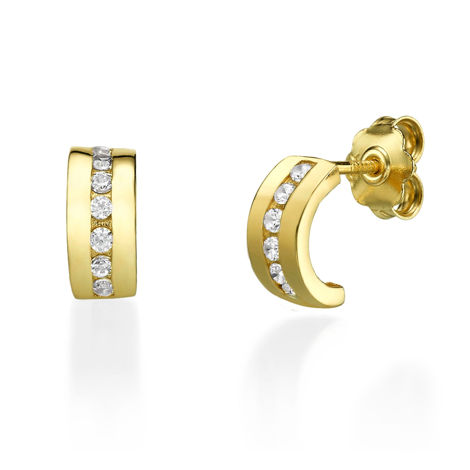 עגילים צמודים מזהב צהוב 14 קראט - מדיסון עגילים צמודים מזהב צהוב 14 קראט - מדיסון