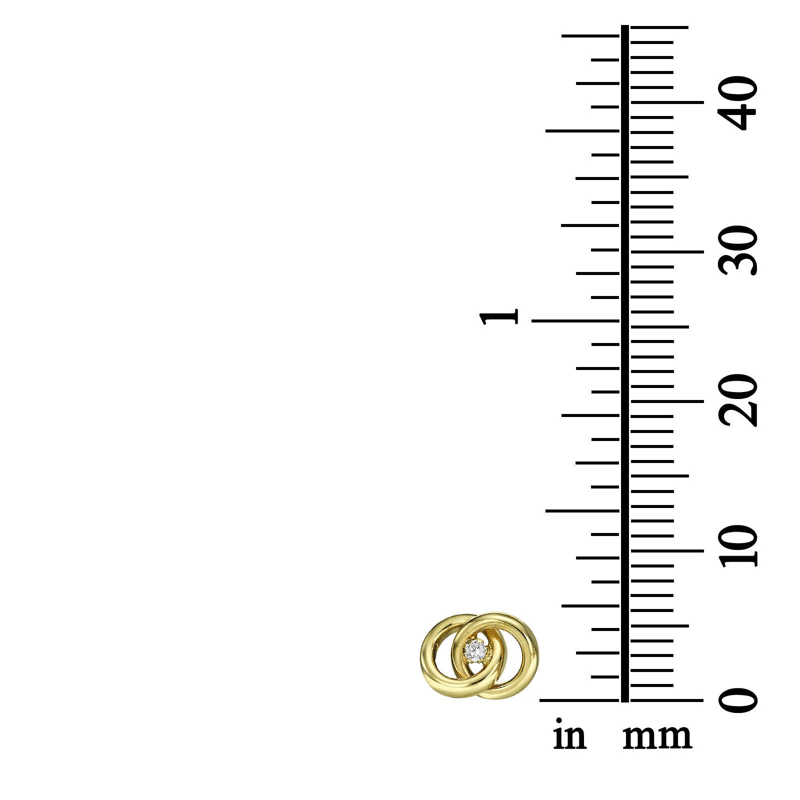 עגילים צמודים מזהב צהוב 14 קראט - עיגולים מקושרים עגילים צמודים מזהב צהוב 14 קראט - עיגולים מקושרים