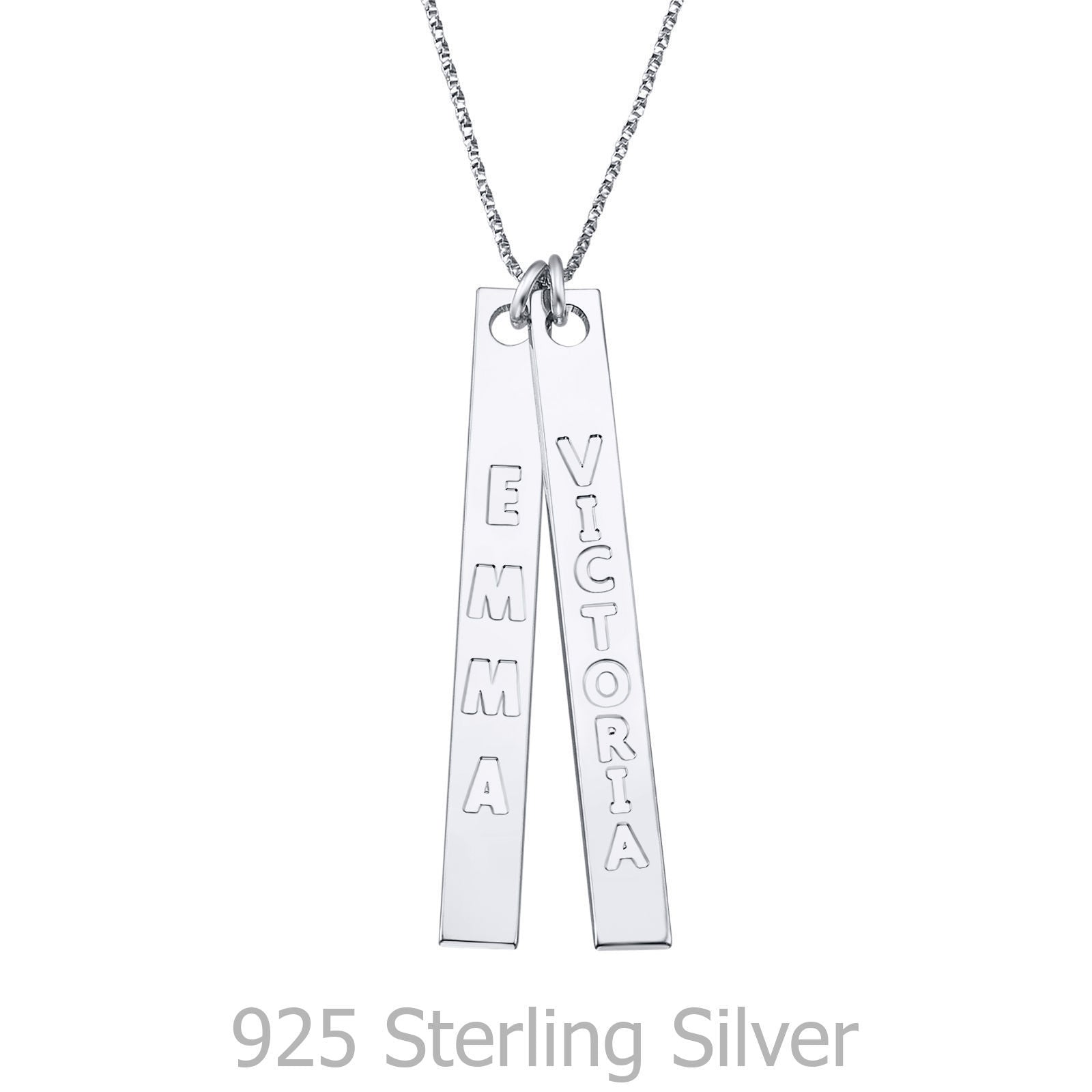 שרשרת עם חריטה של שני שמות מכסף אמיתי 925 שרשרת עם חריטה של שני שמות מכסף אמיתי 925