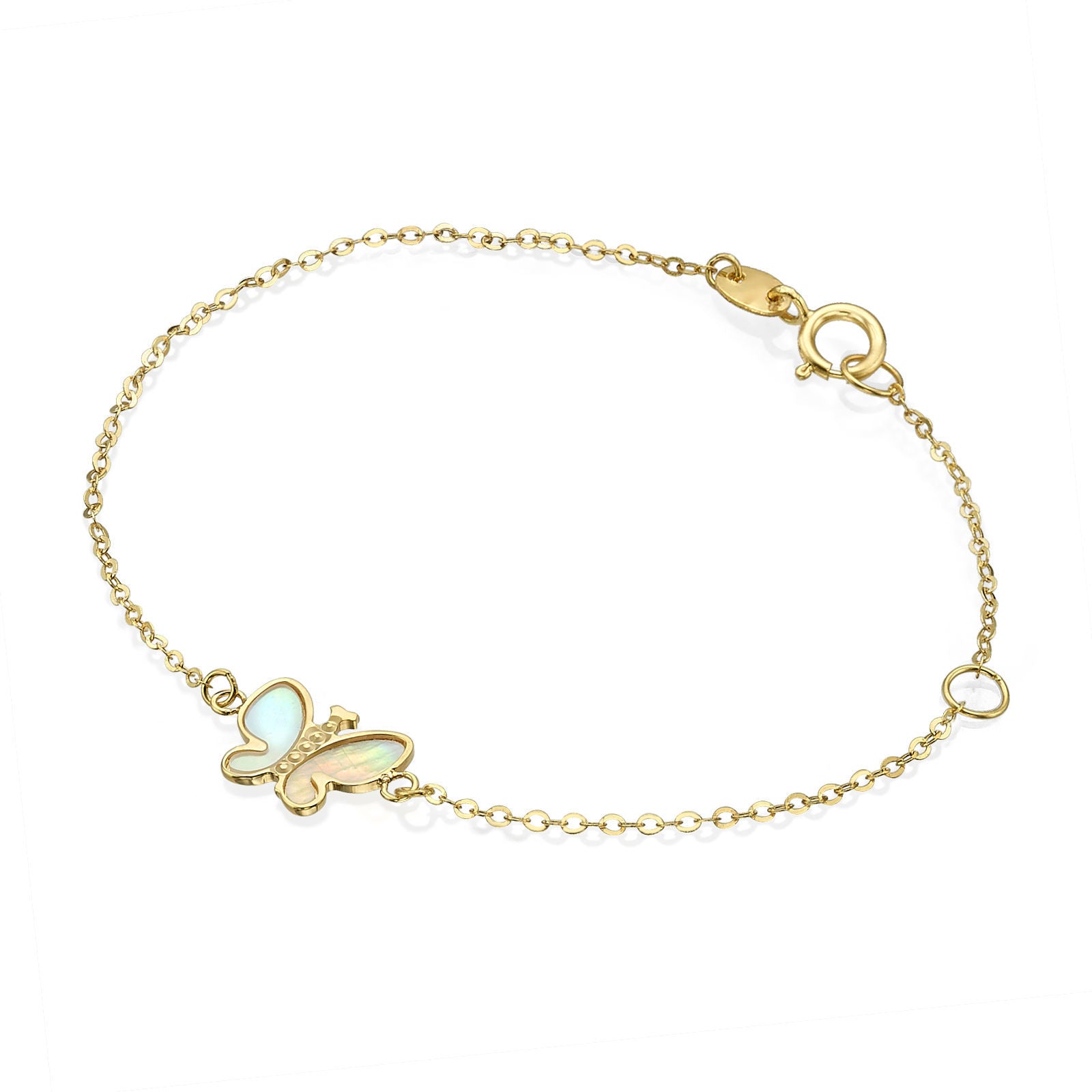 צמיד לילדה מזהב צהוב 14 קראט - פרפר קסום צמיד לילדה מזהב צהוב 14 קראט - פרפר קסום