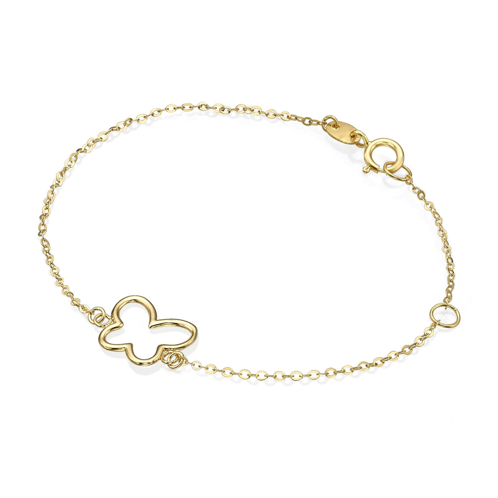 צמיד לילדה מזהב צהוב 14 קראט - פרפר זוהר צמיד לילדה מזהב צהוב 14 קראט - פרפר זוהר