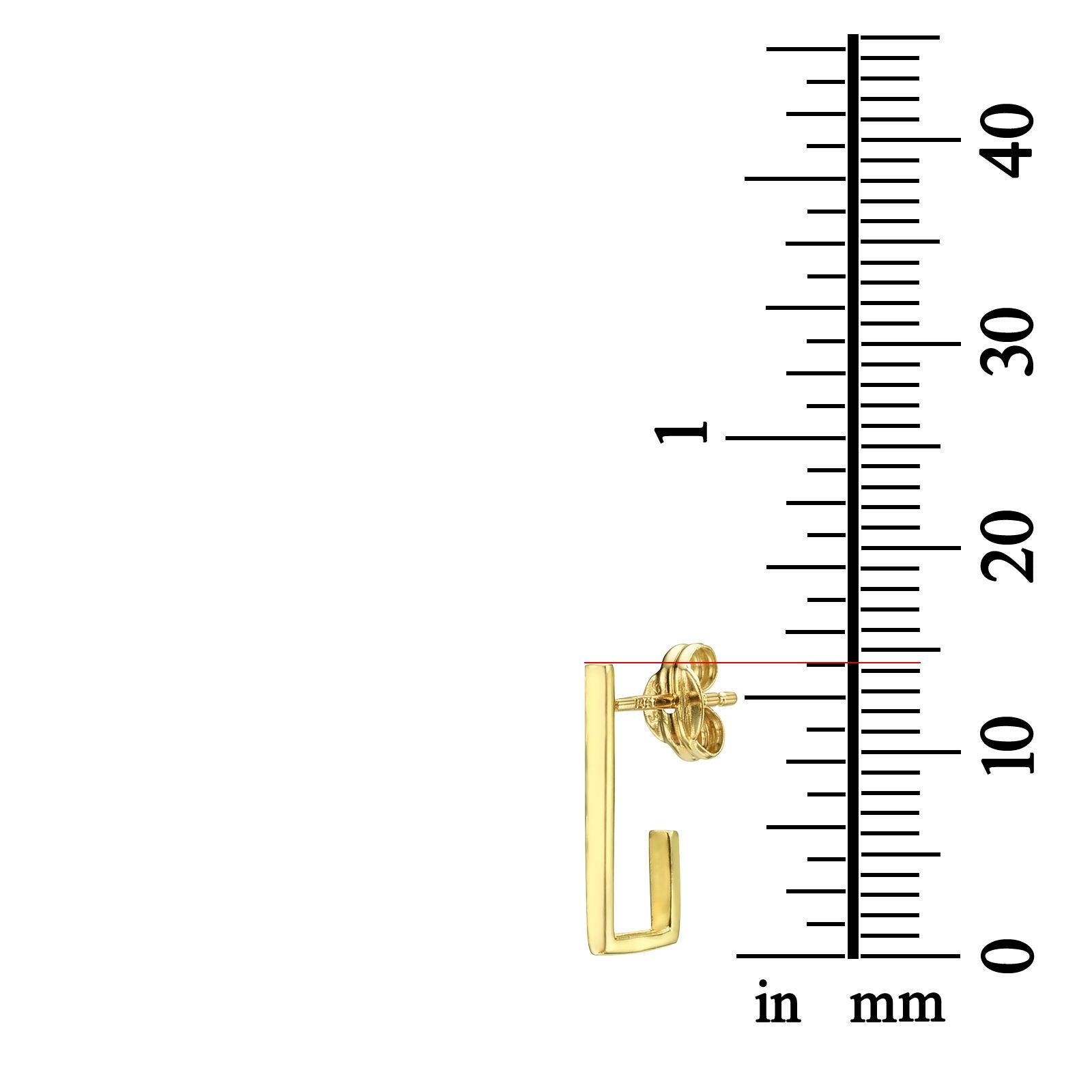 עגילים צמודים מזהב צהוב 14 קראט - ריבוע חובק עגילים צמודים מזהב צהוב 14 קראט - ריבוע חובק