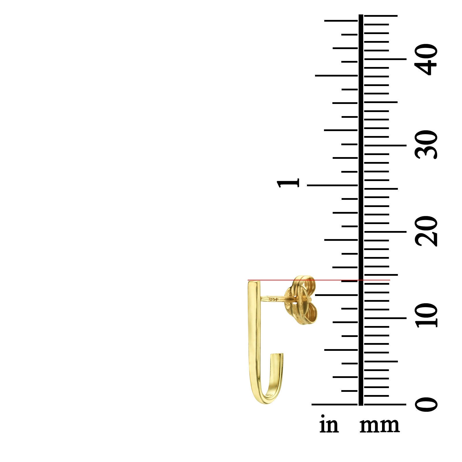 עגילים צמודים מזהב לבן 14 קראט - וו הזהב עגילים צמודים מזהב לבן 14 קראט - וו הזהב