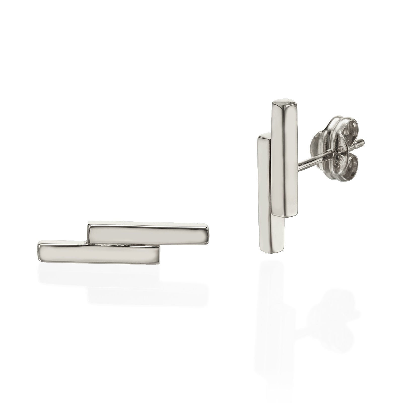 עגילים צמודים מזהב לבן 14 קראט - בדידי זהב עגילים צמודים מזהב לבן 14 קראט - בדידי זהב