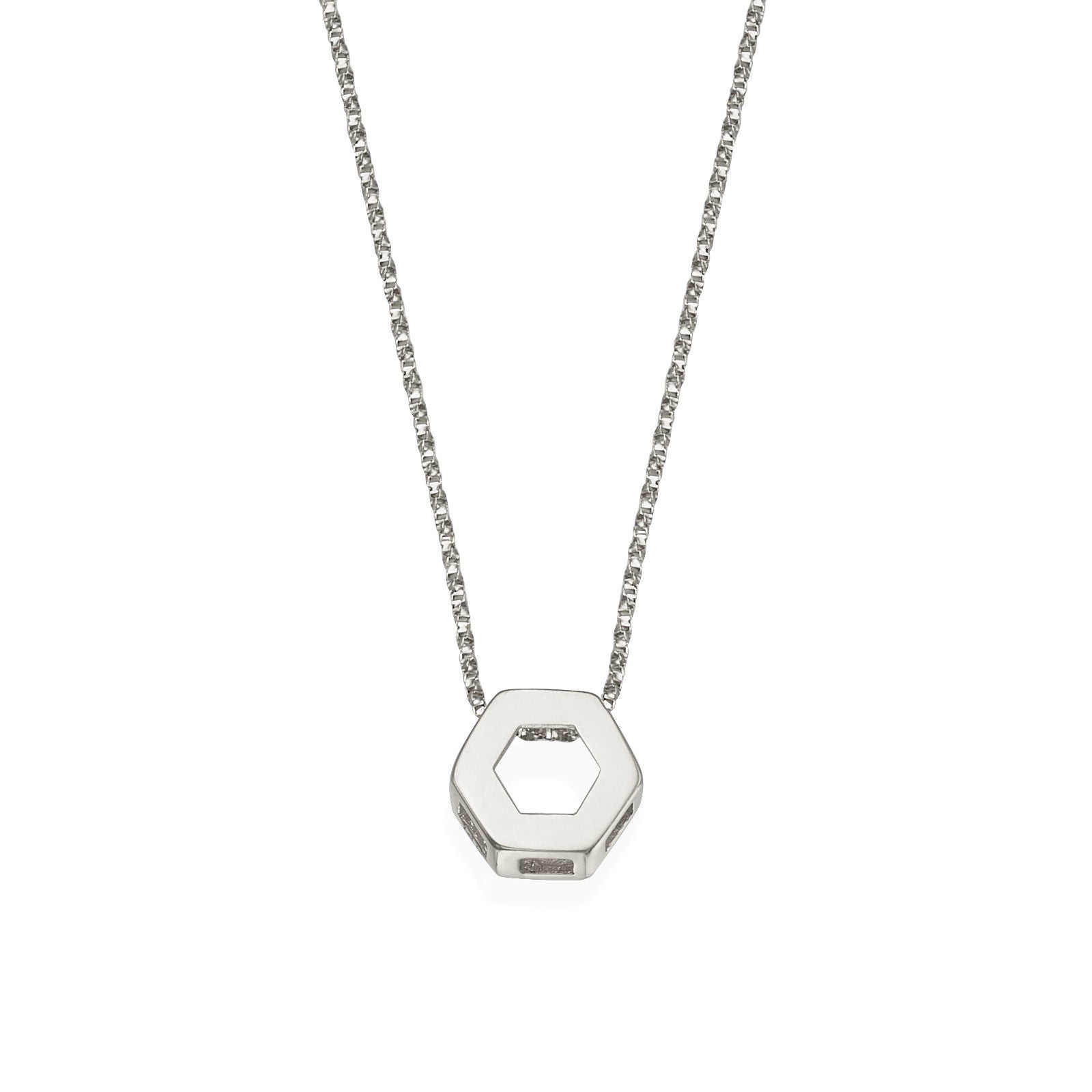 תליון ושרשרת מזהב לבן 14 קראט - הקסגון תליון ושרשרת מזהב לבן 14 קראט - הקסגון