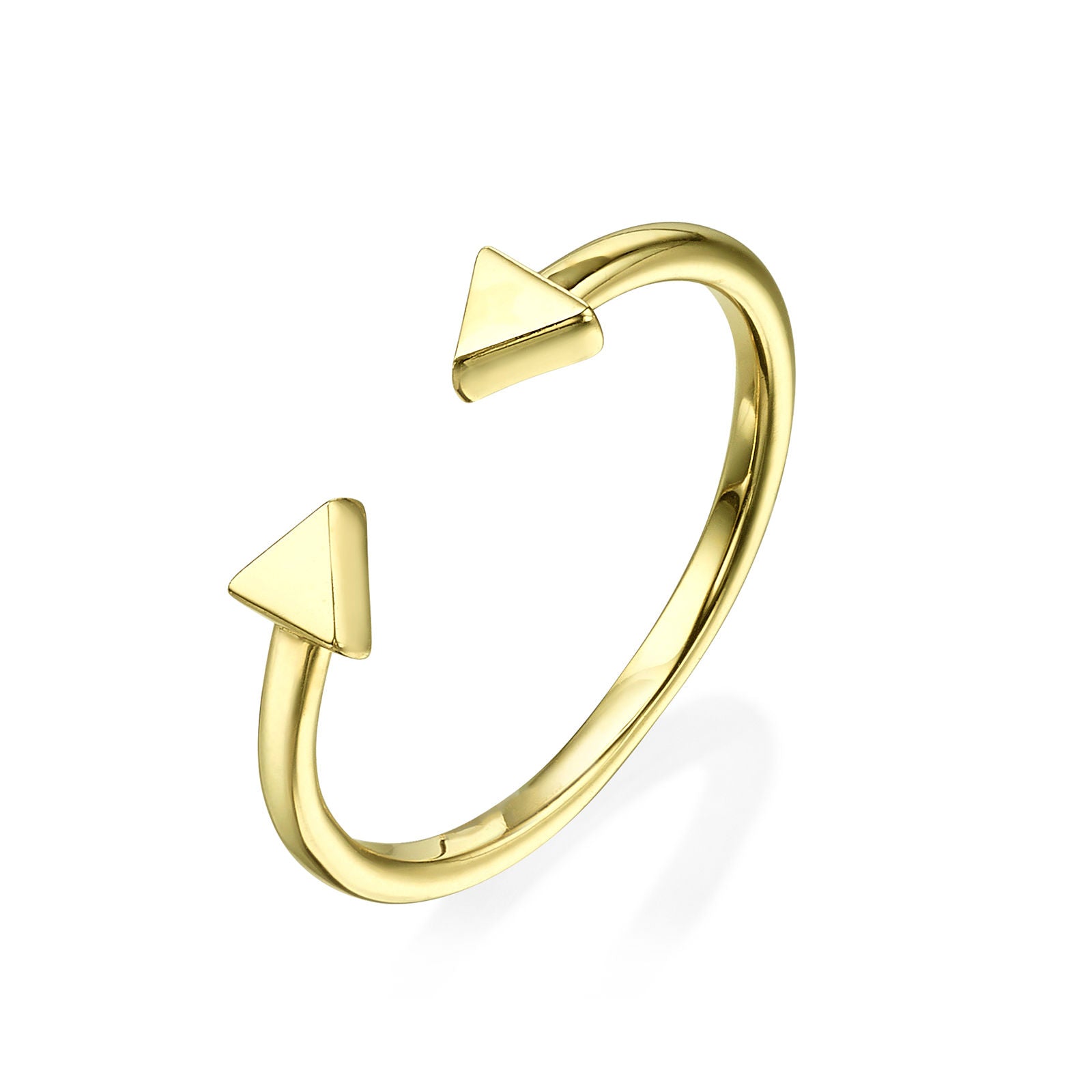 טבעת פתוחה מזהב צהוב 14 קראט - משולשים טבעת פתוחה מזהב צהוב 14 קראט - משולשים