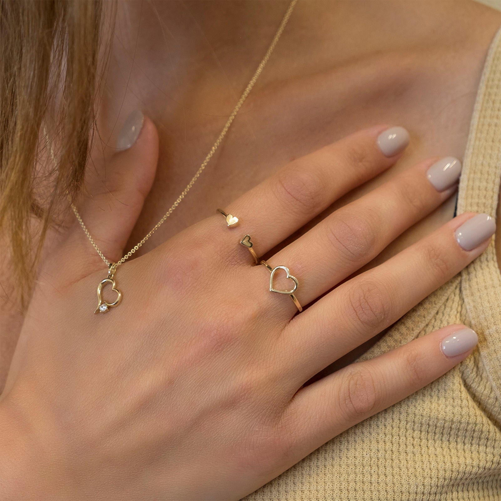 טבעת מזהב צהוב 14 קראט - לב טבעת מזהב צהוב 14 קראט - לב