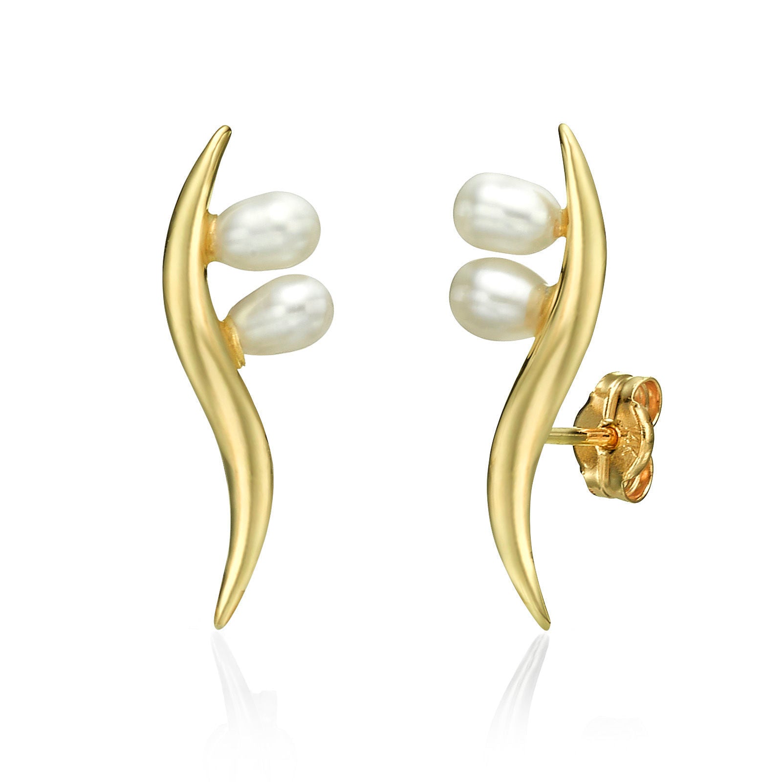 עגילים מטפסים מזהב צהוב 14 קראט - כתר צפוני עגילים מטפסים מזהב צהוב 14 קראט - כתר צפוני