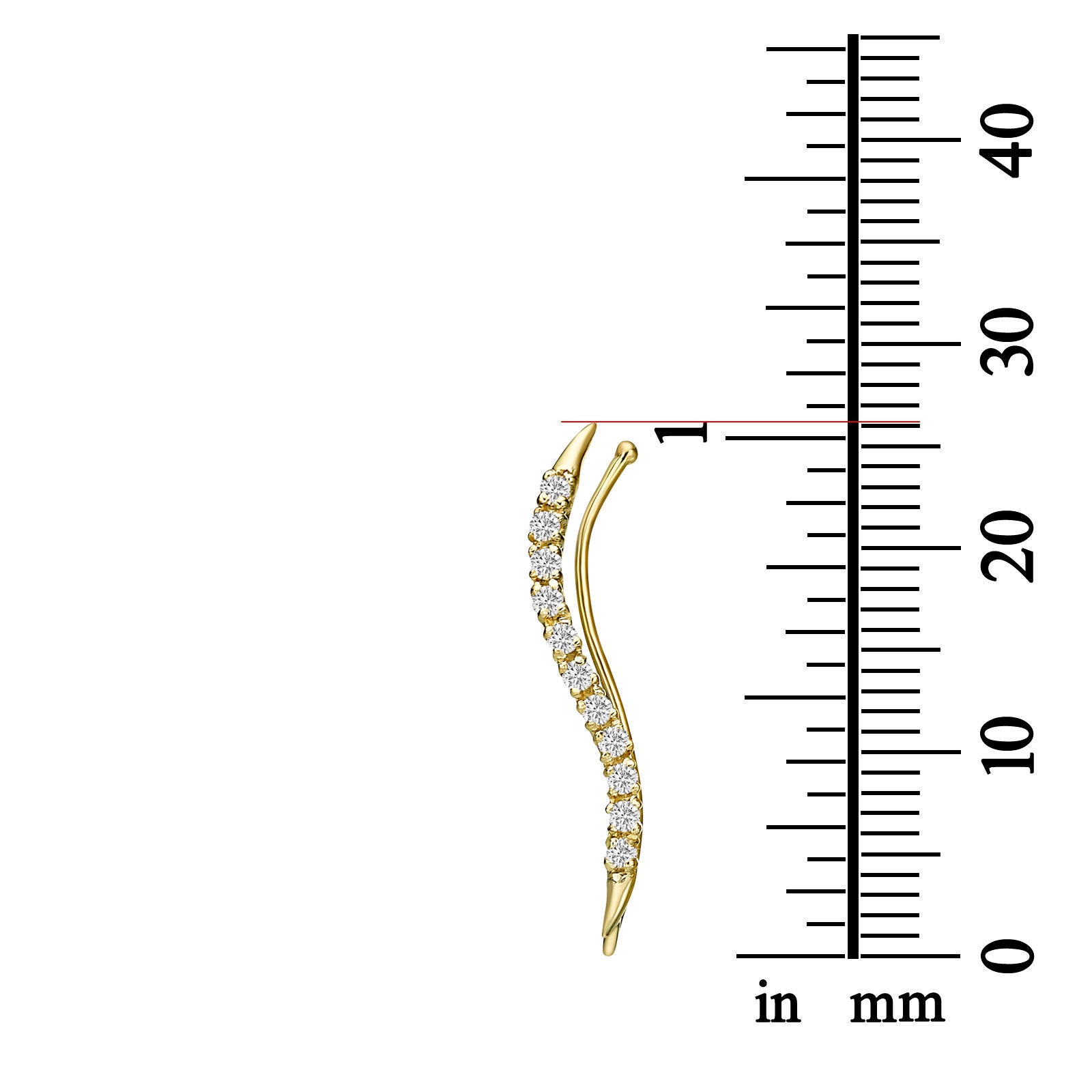 עגילים מטפסים מזהב צהוב 14 קראט - קסיופאה עגילים מטפסים מזהב צהוב 14 קראט - קסיופאה