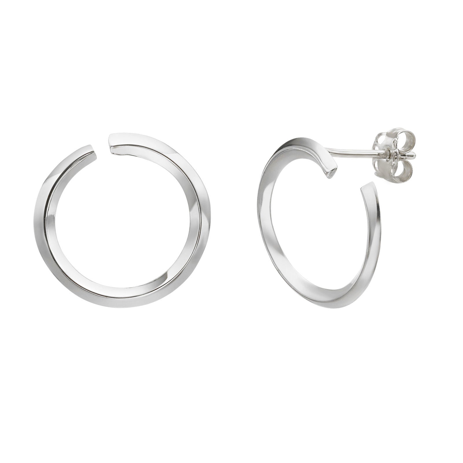 עגילים צמודים מזהב לבן 14 קראט - סאנרייז גדול עגילים צמודים מזהב לבן 14 קראט - סאנרייז גדול