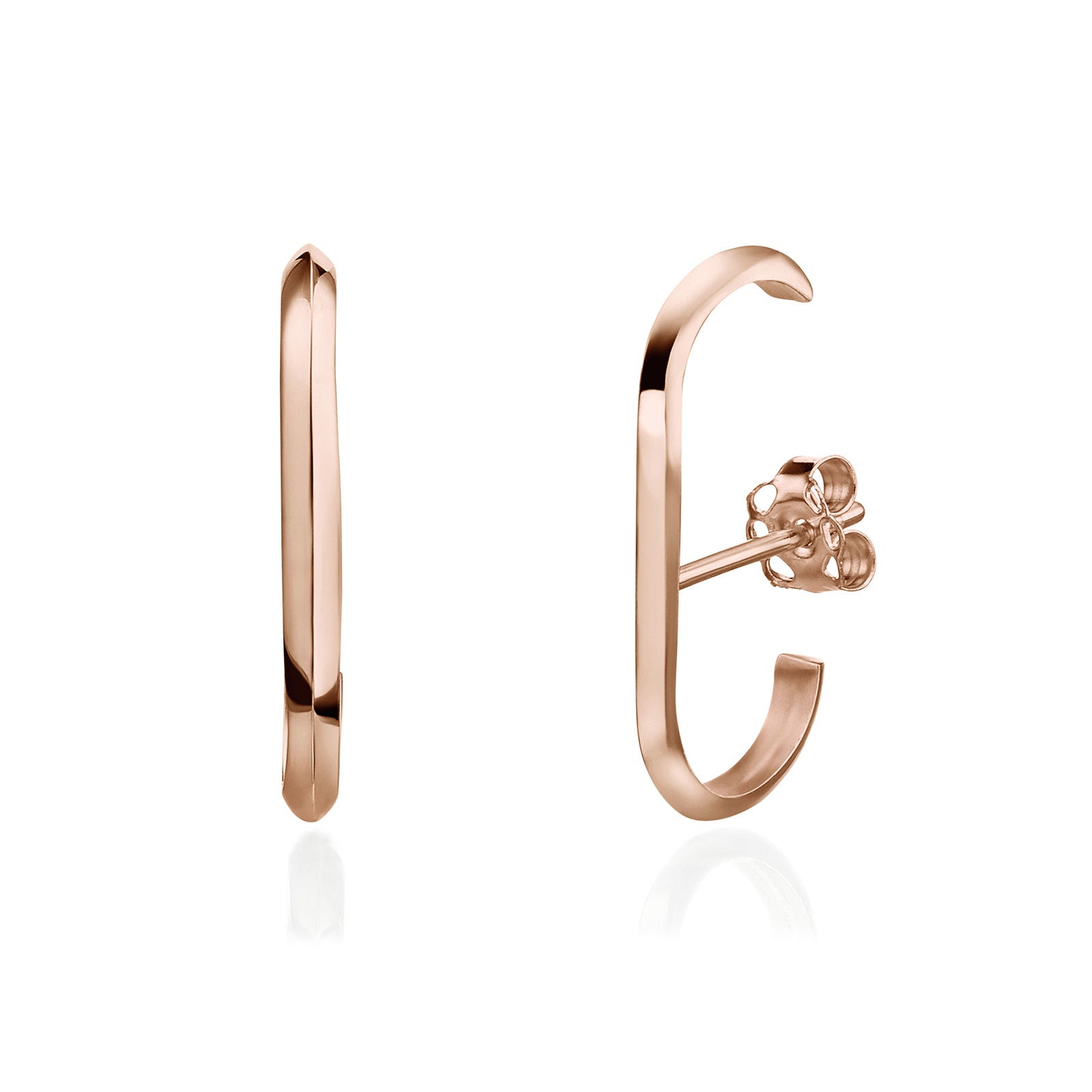 עגילים חובקים מזהב ורוד 14 קראט - טוויסט עגילים חובקים מזהב ורוד 14 קראט - טוויסט