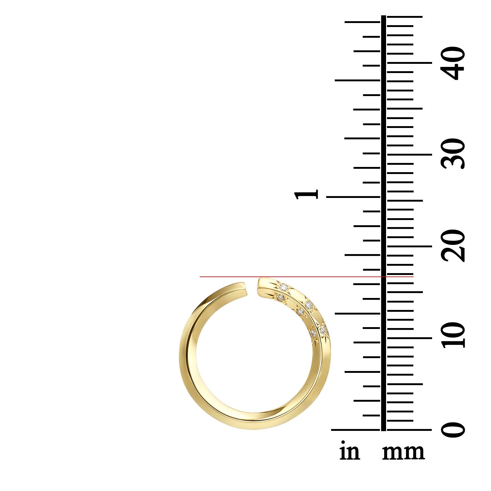 עגילי יהלום צמודים מזהב צהוב 14 קראט - סאנרייז - גדול עגילי יהלום צמודים מזהב צהוב 14 קראט - סאנרייז - גדול