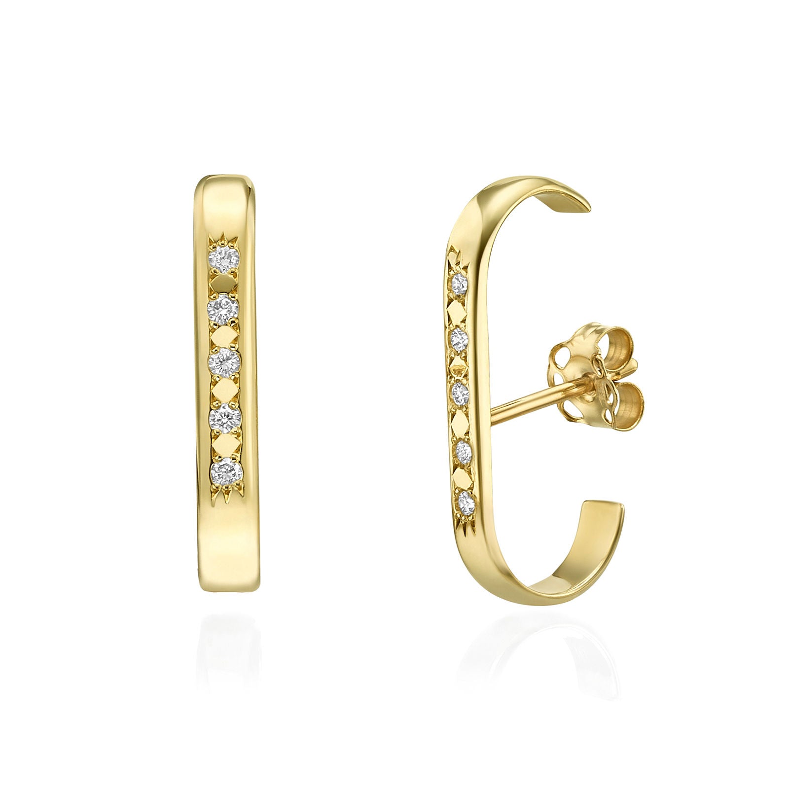 עגילי יהלום חובקים מזהב צהוב 14 קראט - היי-פייב עגילי יהלום חובקים מזהב צהוב 14 קראט - היי-פייב