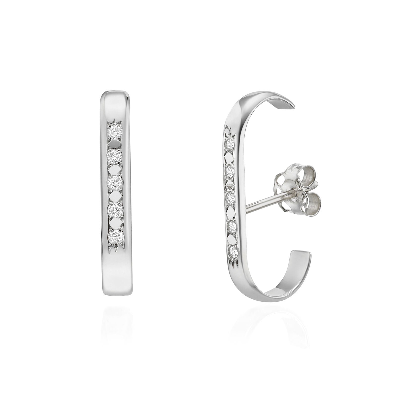 עגילי יהלום חובקים מזהב לבן 14 קראט - היי-פייב עגילי יהלום חובקים מזהב לבן 14 קראט - היי-פייב