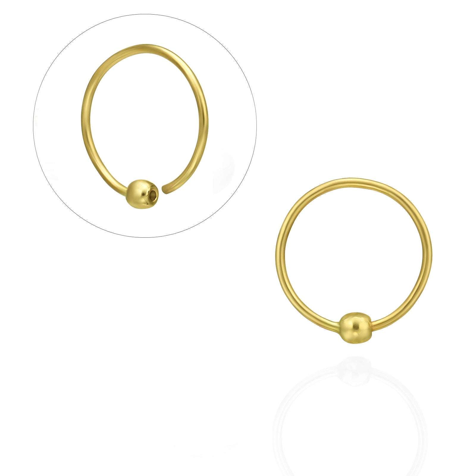 פירסינג לאוזן מזהב צהוב 14 קראט - חישוק עם כדור זהב פירסינג לאוזן מזהב צהוב 14 קראט - חישוק עם כדור זהב