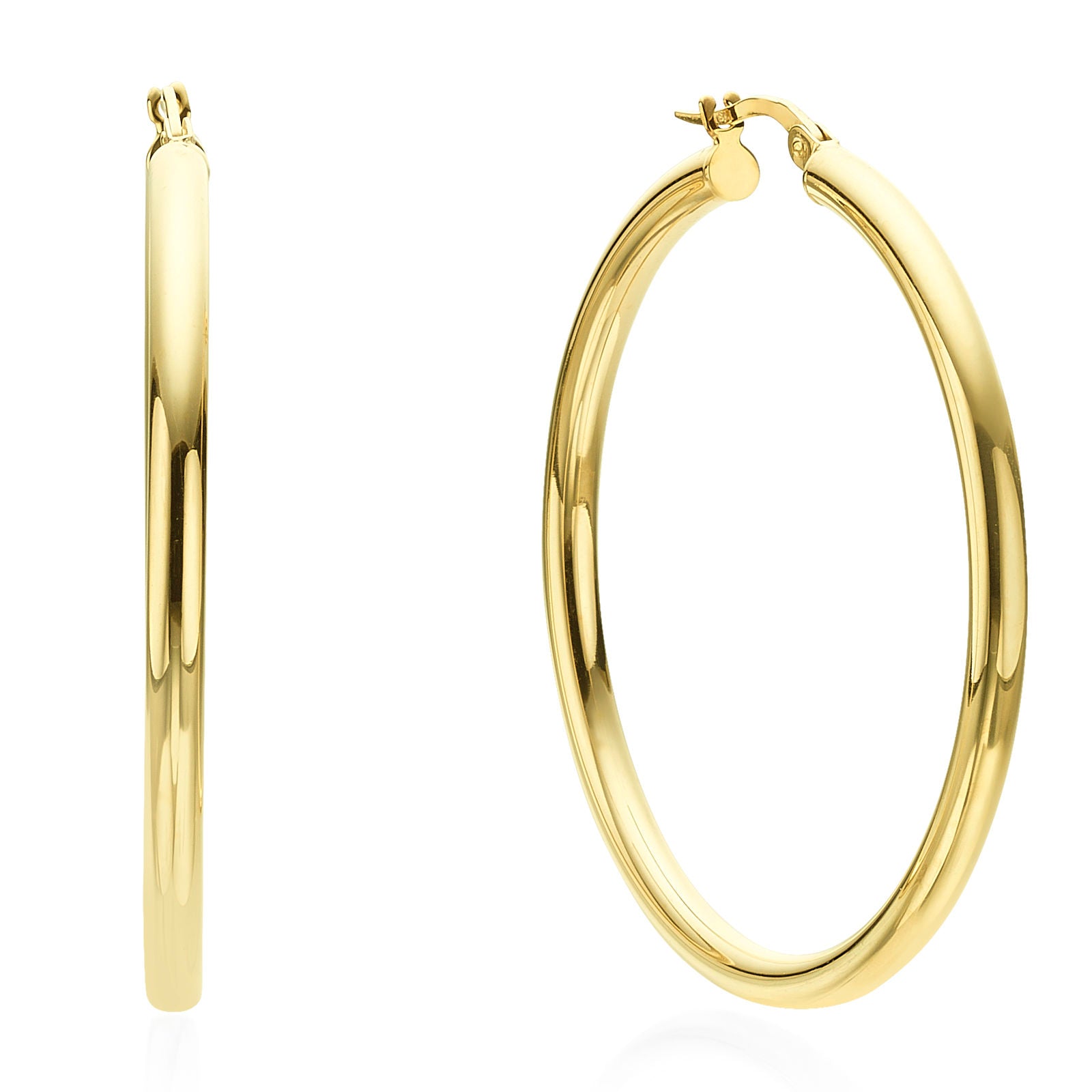 עגילי חישוק מזהב צהוב 14 קראט - XL עגילי חישוק מזהב צהוב 14 קראט - XL