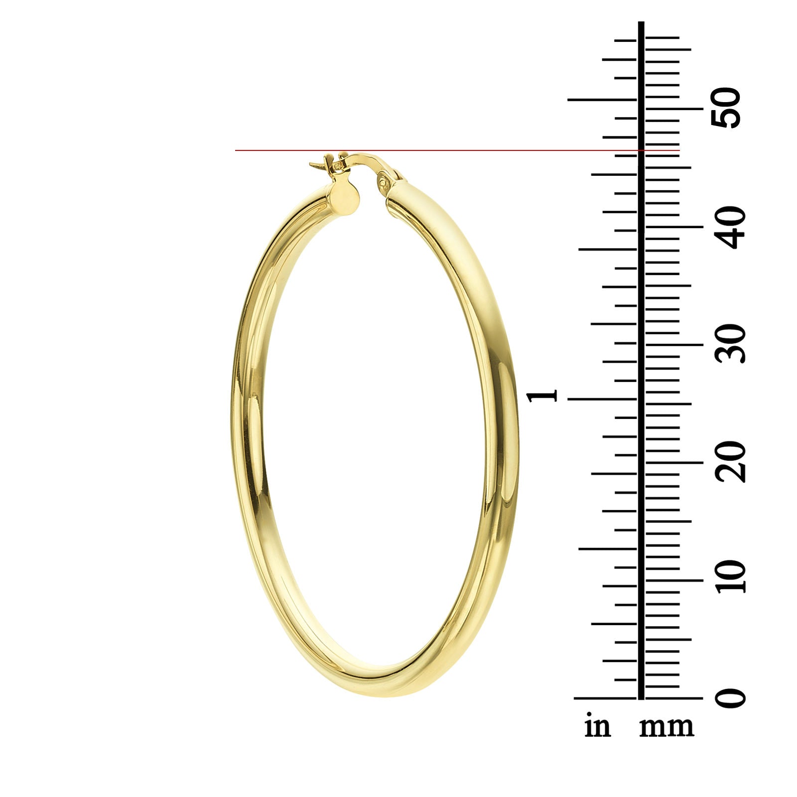 עגילי חישוק מזהב צהוב 14 קראט - XL עגילי חישוק מזהב צהוב 14 קראט - XL