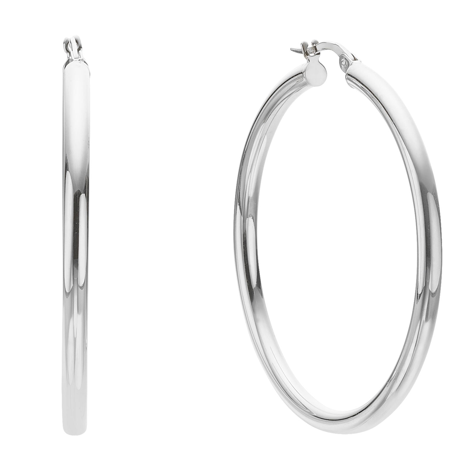 עגילי חישוק מזהב לבן 14 קראט - XL עגילי חישוק מזהב לבן 14 קראט - XL