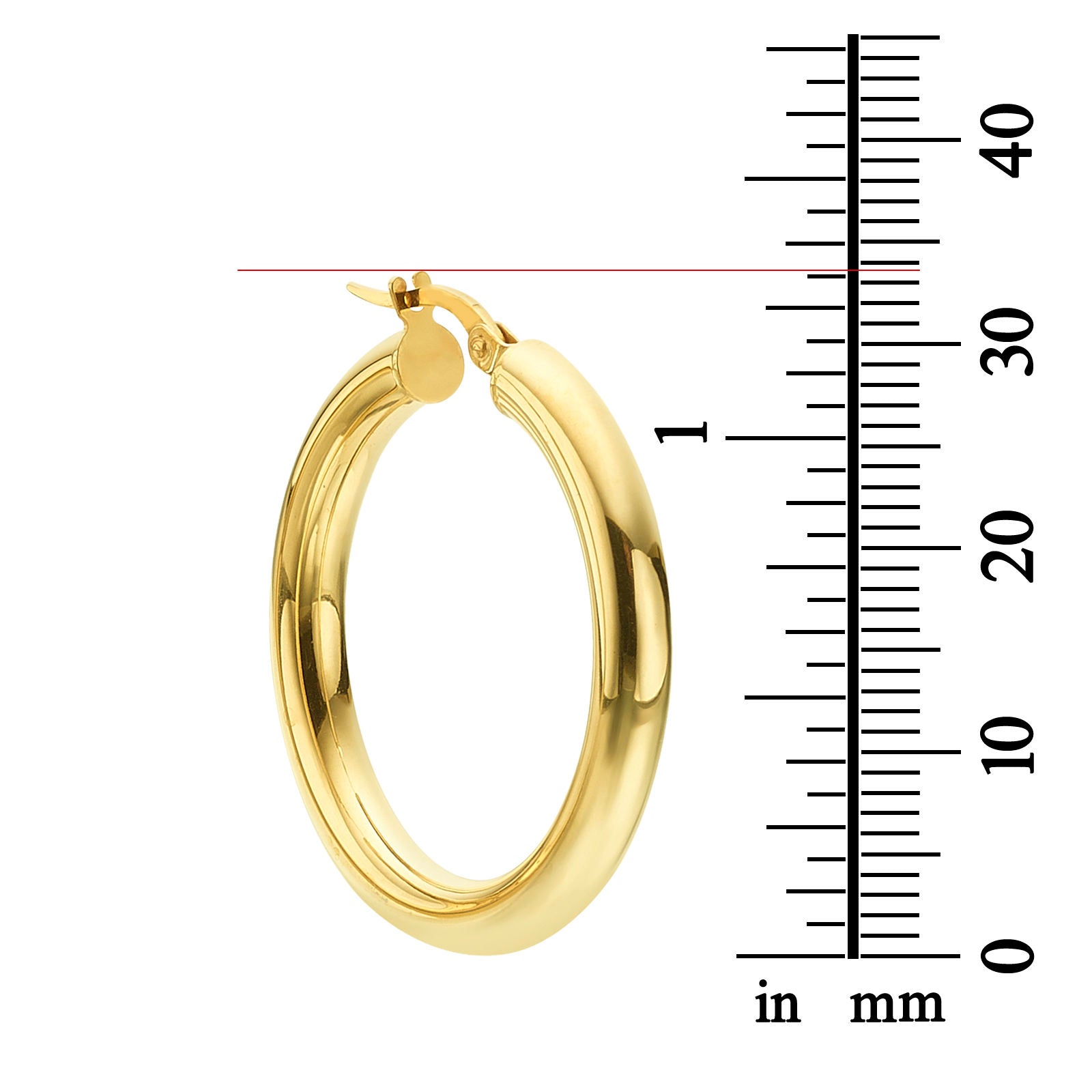 עגילי חישוק מזהב צהוב 14 קראט - L עגילי חישוק מזהב צהוב 14 קראט - L