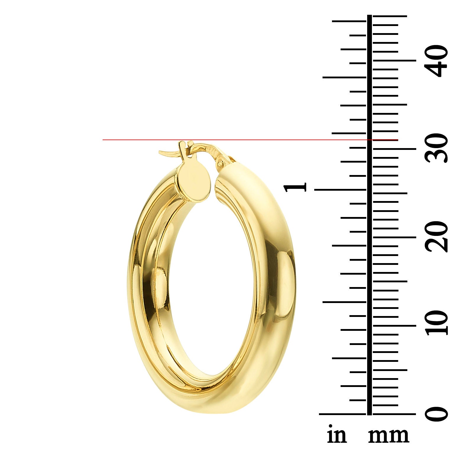 עגילי חישוק מזהב צהוב 14 קראט - M (עבה) עגילי חישוק מזהב צהוב 14 קראט - M (עבה)