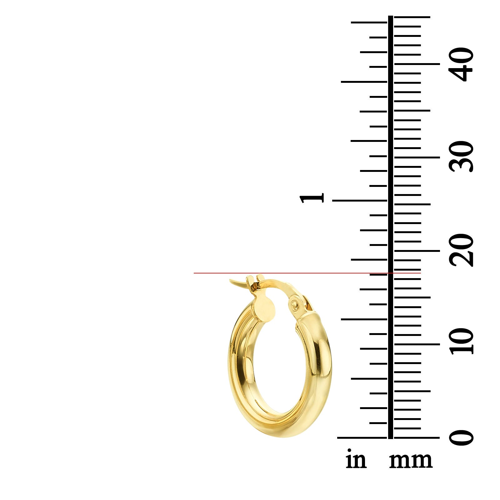 עגילי חישוק מזהב צהוב 14 קראט - S עגילי חישוק מזהב צהוב 14 קראט - S