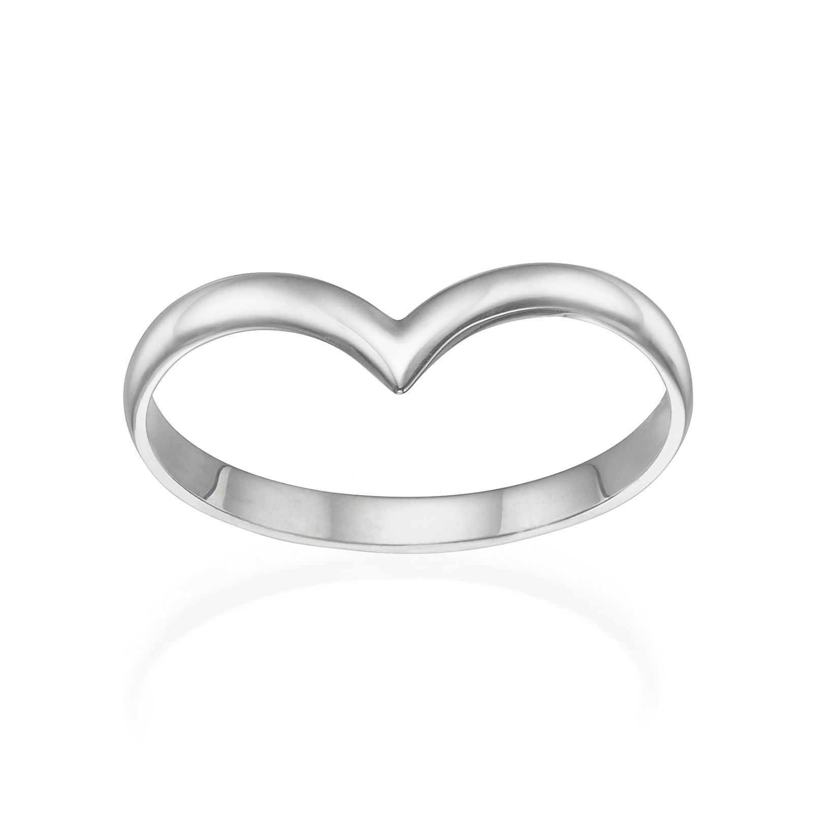 טבעת מזהב לבן 14 קראט - וי עדין טבעת מזהב לבן 14 קראט - וי עדין