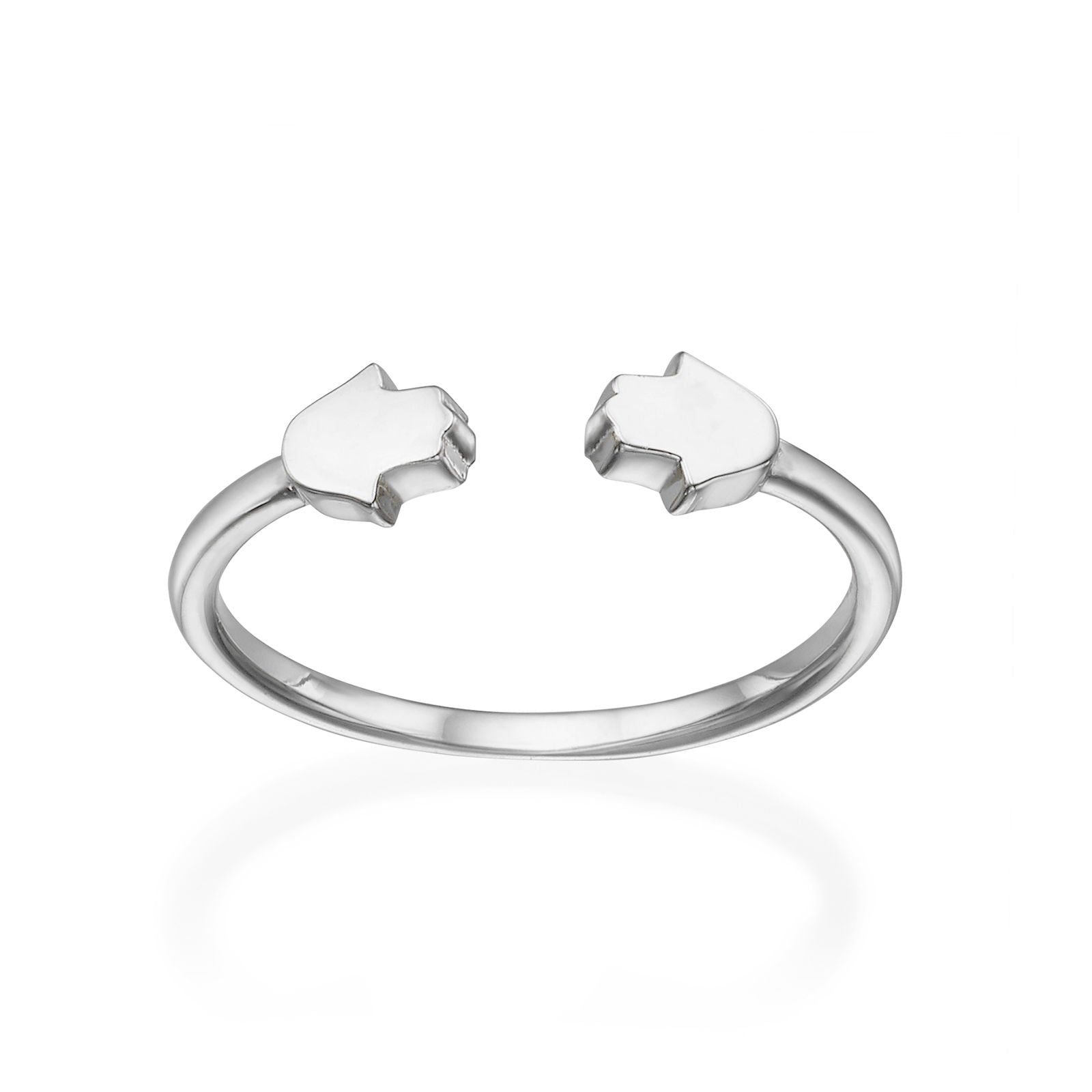 טבעת פתוחה מזהב לבן 14 קראט - חמסה טבעת פתוחה מזהב לבן 14 קראט - חמסה