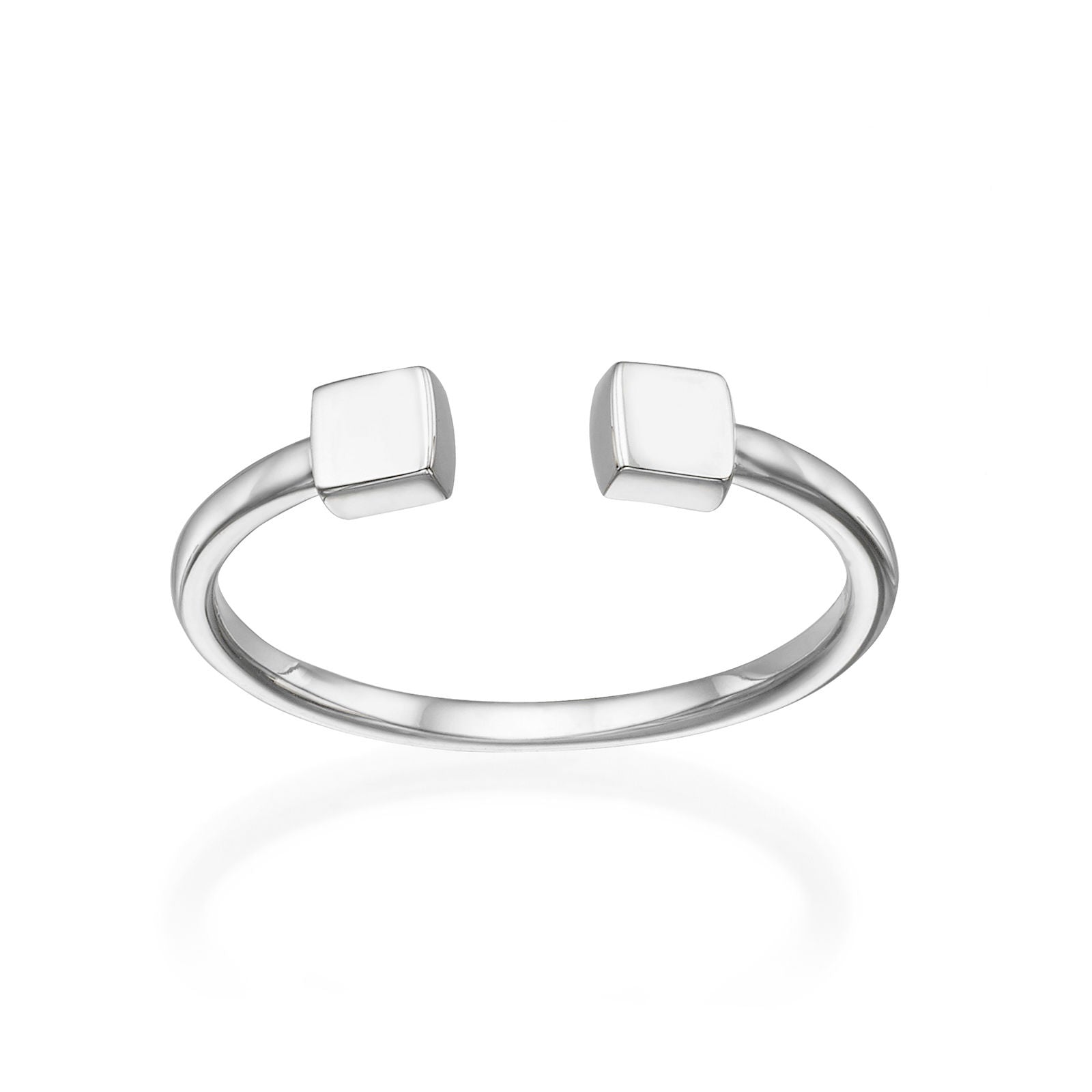 טבעת פתוחה מזהב לבן 14 קראט - ריבועים טבעת פתוחה מזהב לבן 14 קראט - ריבועים