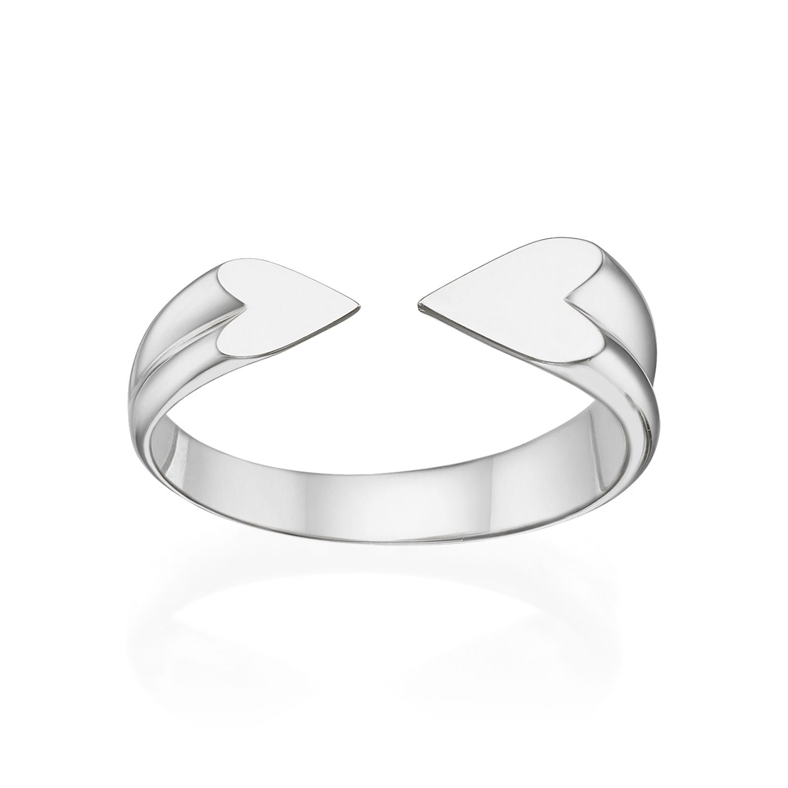 טבעת פתוחה מזהב לבן 14 קראט - הלב שלי טבעת פתוחה מזהב לבן 14 קראט - הלב שלי