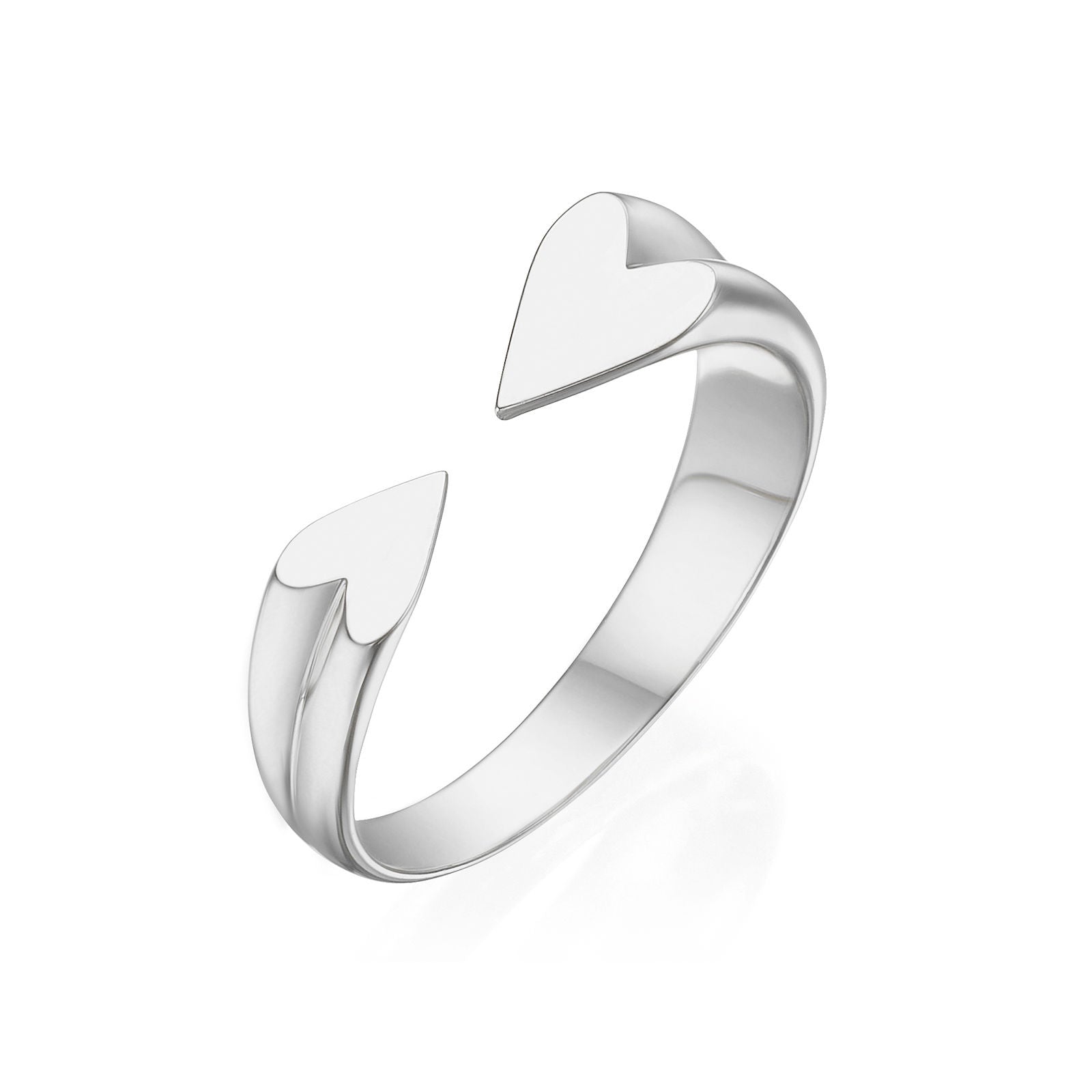 טבעת פתוחה מזהב לבן 14 קראט - הלב שלי טבעת פתוחה מזהב לבן 14 קראט - הלב שלי