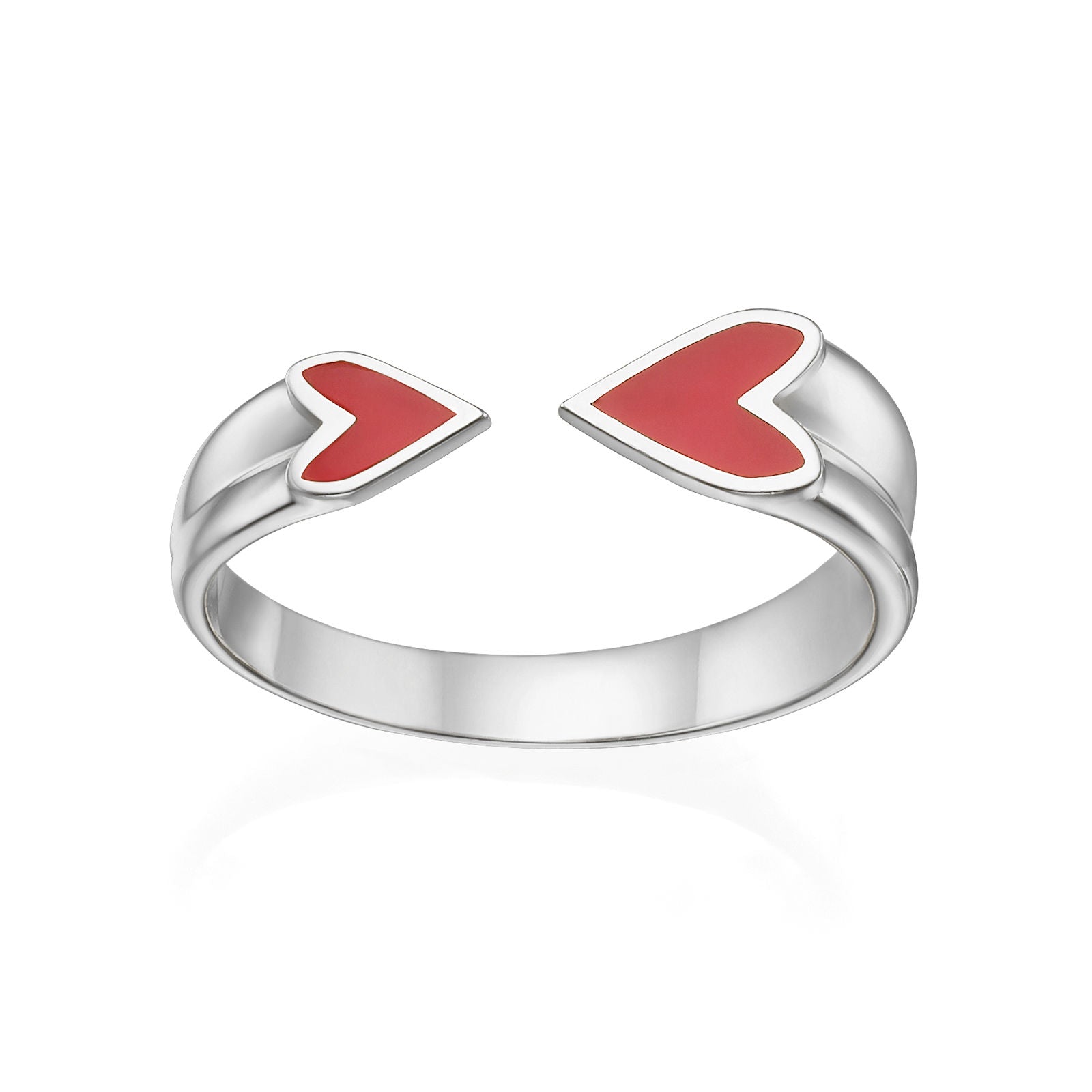 טבעת פתוחה מזהב לבן 14 קראט - הלב שלי (אדום) טבעת פתוחה מזהב לבן 14 קראט - הלב שלי (אדום)