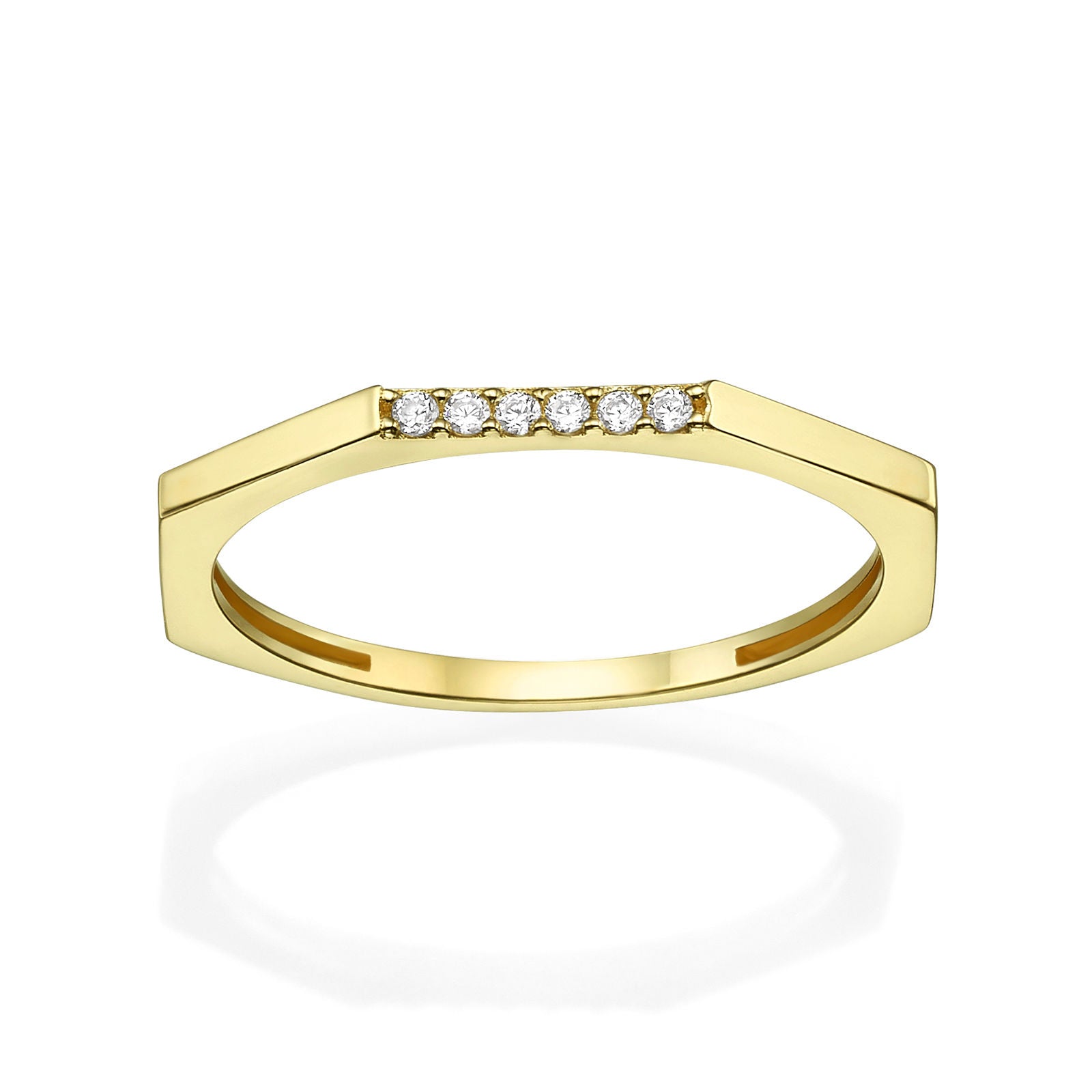 טבעת מזהב צהוב 14 קראט - מחומש טבעת מזהב צהוב 14 קראט - מחומש