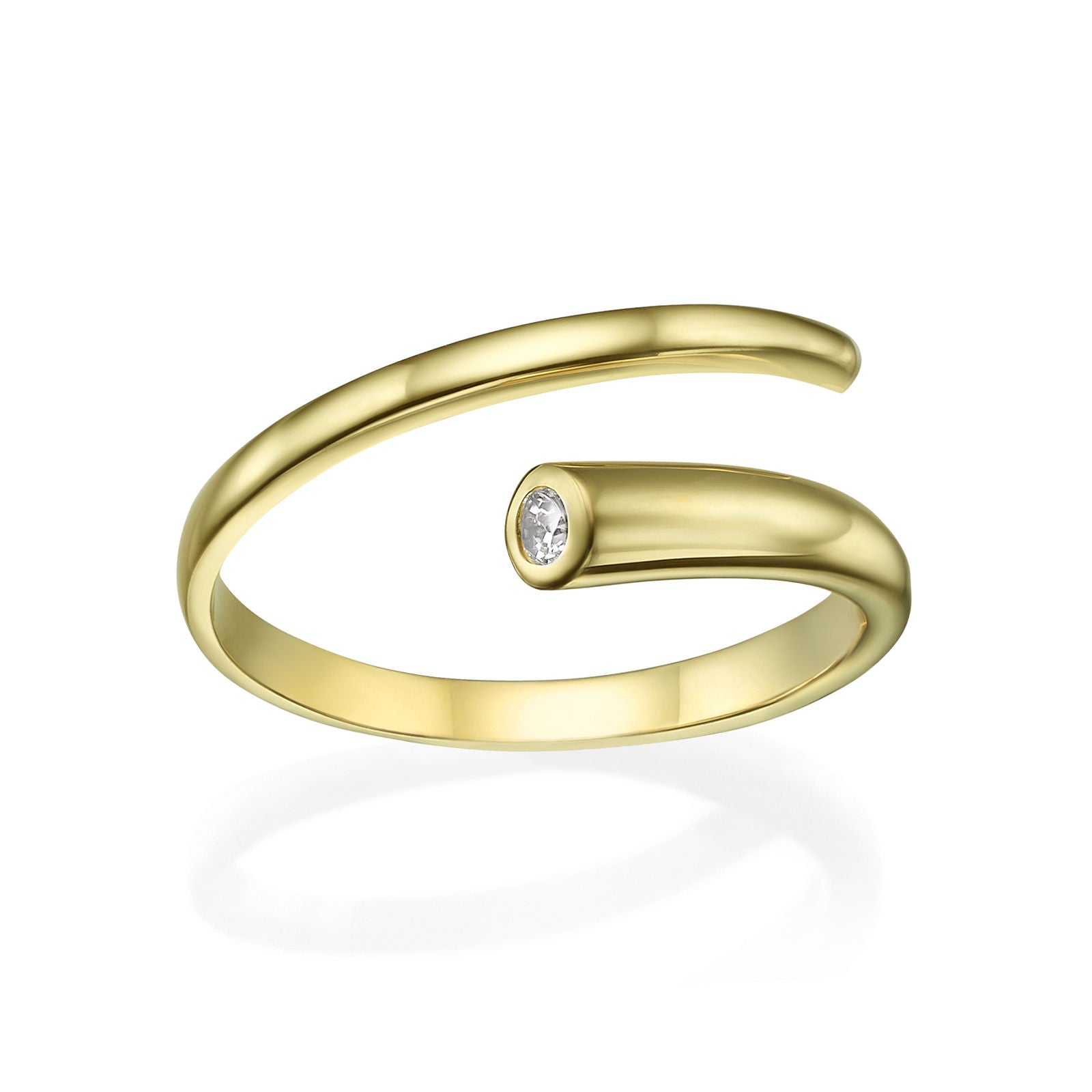 טבעת פתוחה מזהב צהוב 14 קראט - ספירלה טבעת פתוחה מזהב צהוב 14 קראט - ספירלה