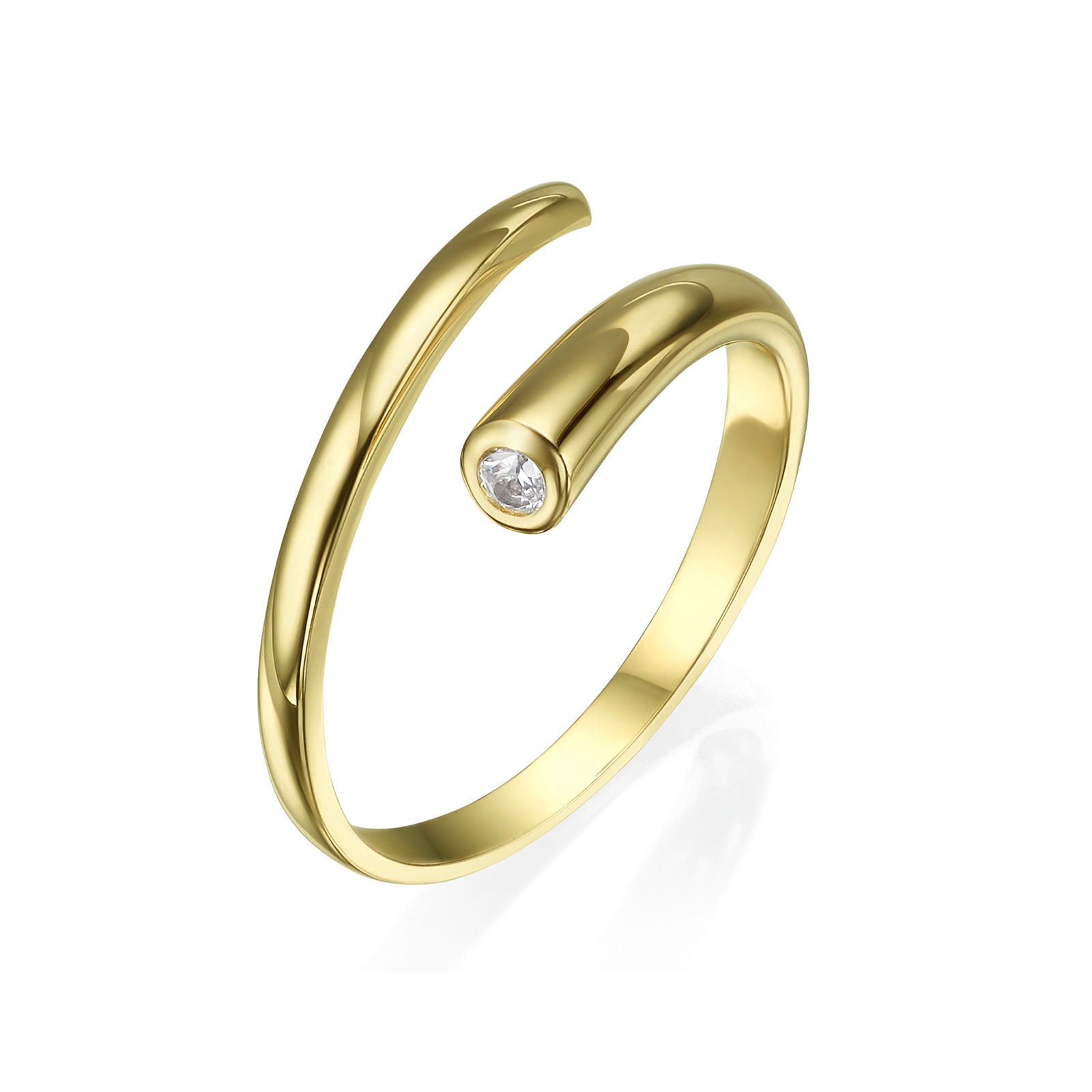 טבעת פתוחה מזהב צהוב 14 קראט - ספירלה טבעת פתוחה מזהב צהוב 14 קראט - ספירלה