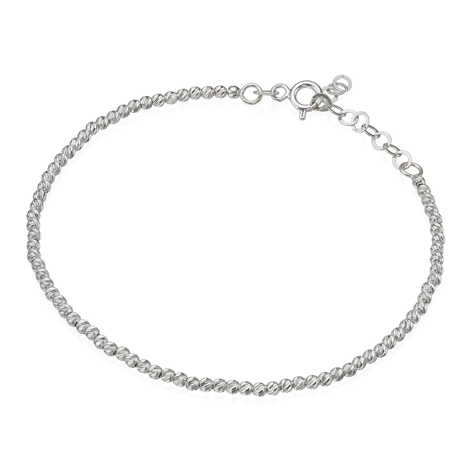 צמיד לאישה מזהב לבן 14 קראט - כדורים צמיד לאישה מזהב לבן 14 קראט - כדורים