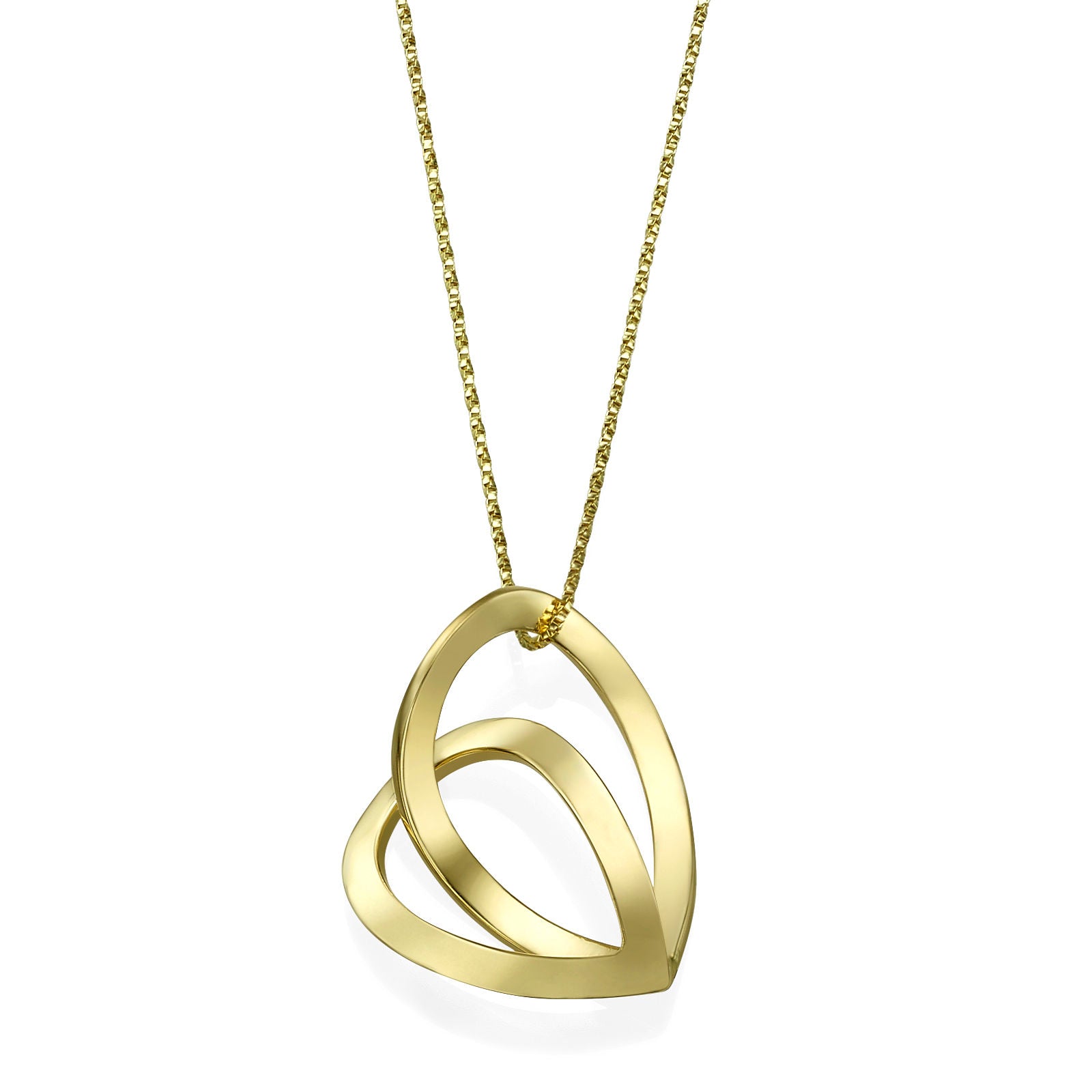 תליון ושרשרת מזהב צהוב 14 קראט - לב טיפה תליון ושרשרת מזהב צהוב 14 קראט - לב טיפה