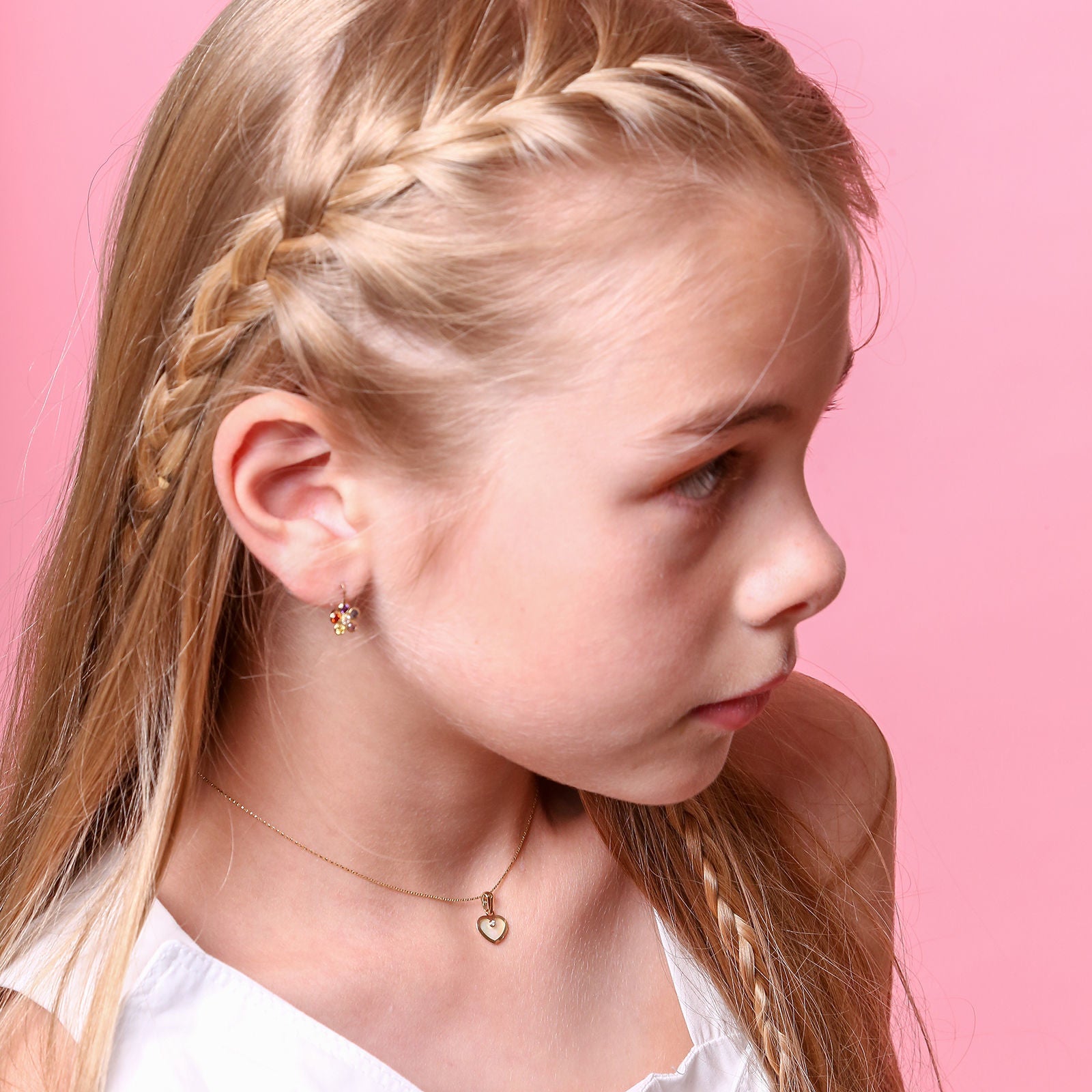 תליון ושרשרת מזהב צהוב - לב צדף וזירקון תליון ושרשרת מזהב צהוב - לב צדף וזירקון