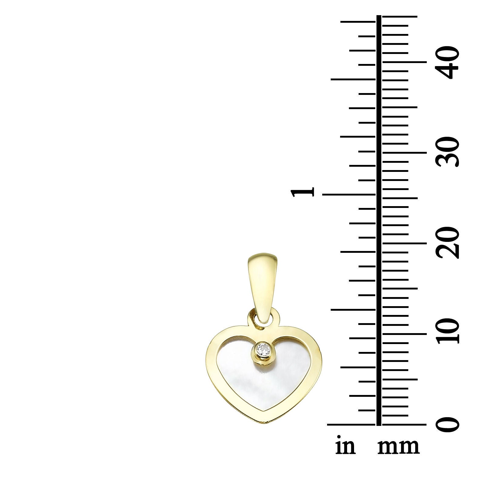 תליון ושרשרת מזהב צהוב - לב צדף וזירקון תליון ושרשרת מזהב צהוב - לב צדף וזירקון