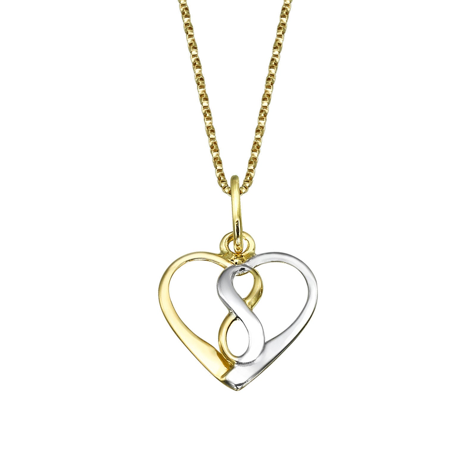 תליון ושרשרת מזהב צהוב ולבן - לב קוסמי תליון ושרשרת מזהב צהוב ולבן - לב קוסמי