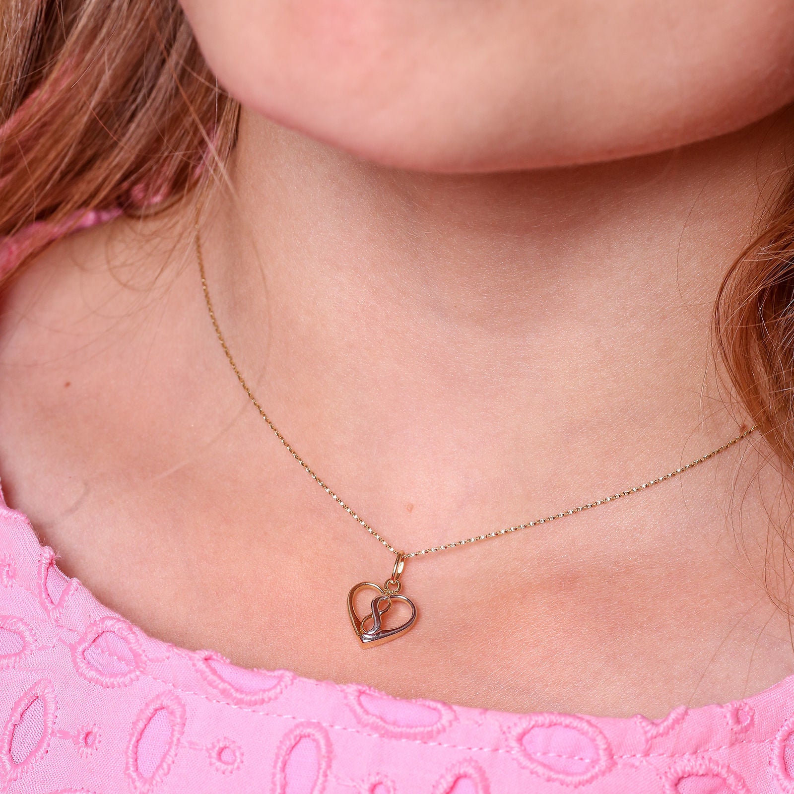 תליון ושרשרת מזהב צהוב ולבן - לב קוסמי תליון ושרשרת מזהב צהוב ולבן - לב קוסמי