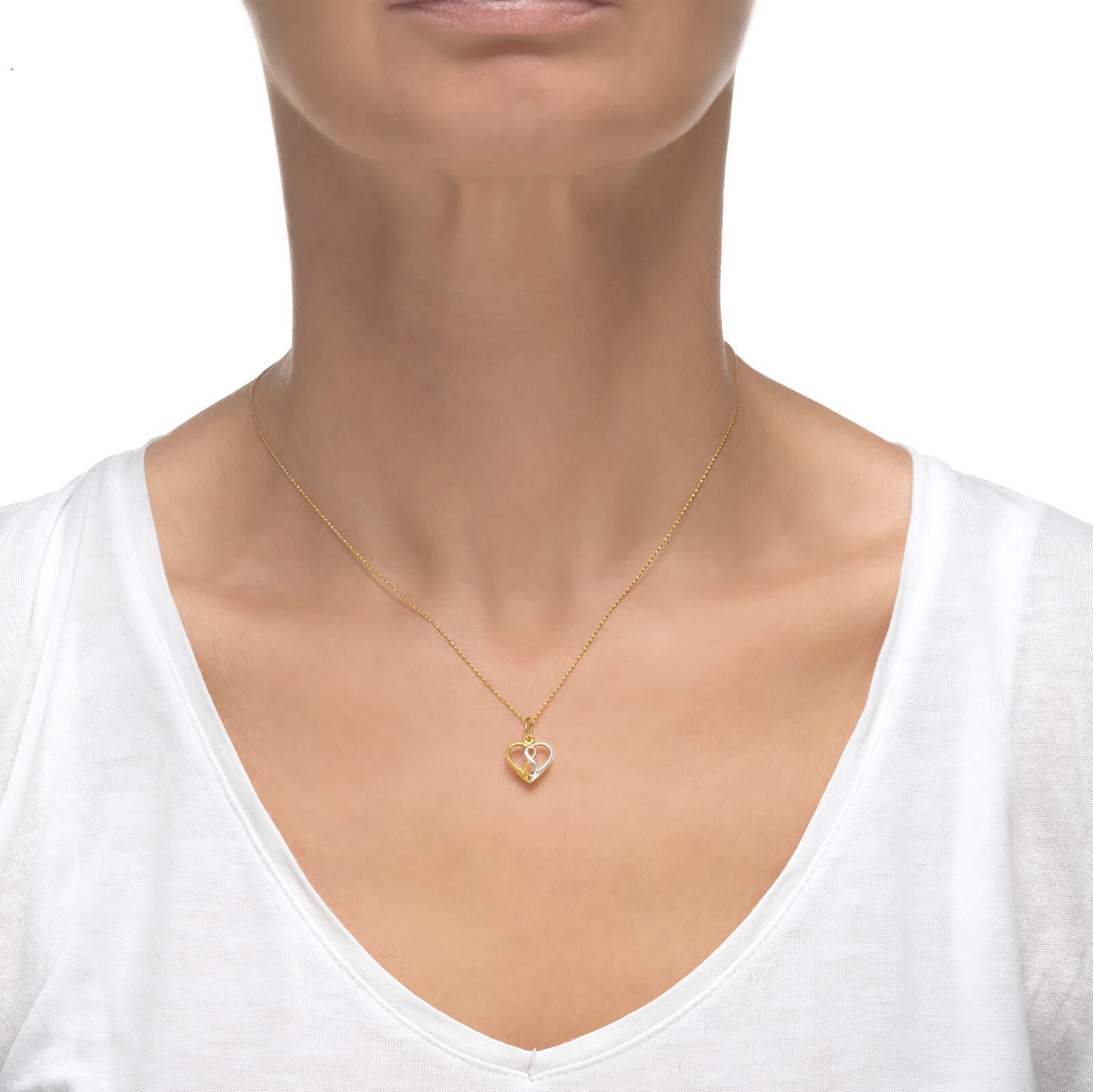 תליון ושרשרת מזהב צהוב ולבן - לב קוסמי תליון ושרשרת מזהב צהוב ולבן - לב קוסמי