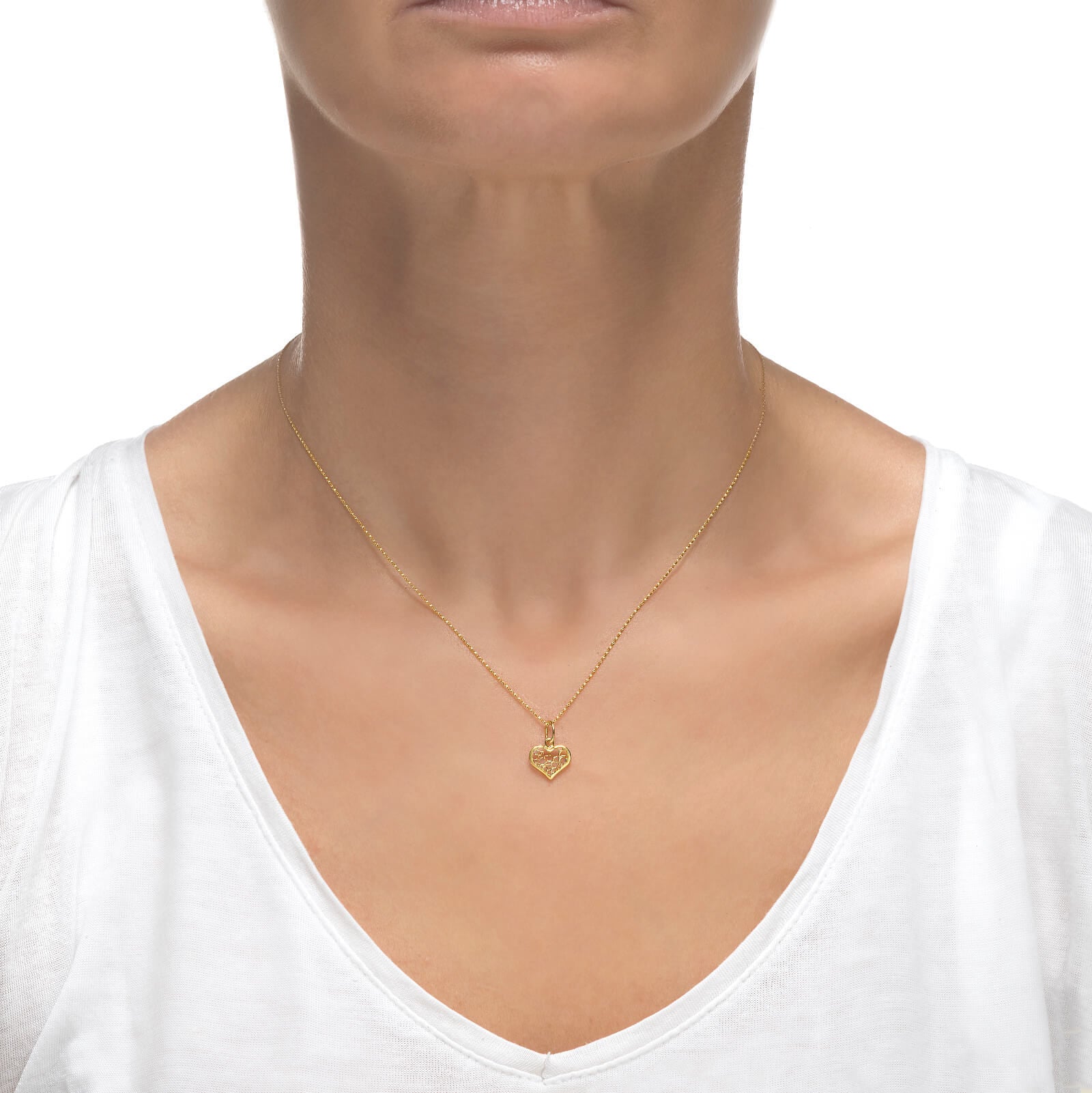 תליון ושרשרת מזהב צהוב - לב מופשט תליון ושרשרת מזהב צהוב - לב מופשט