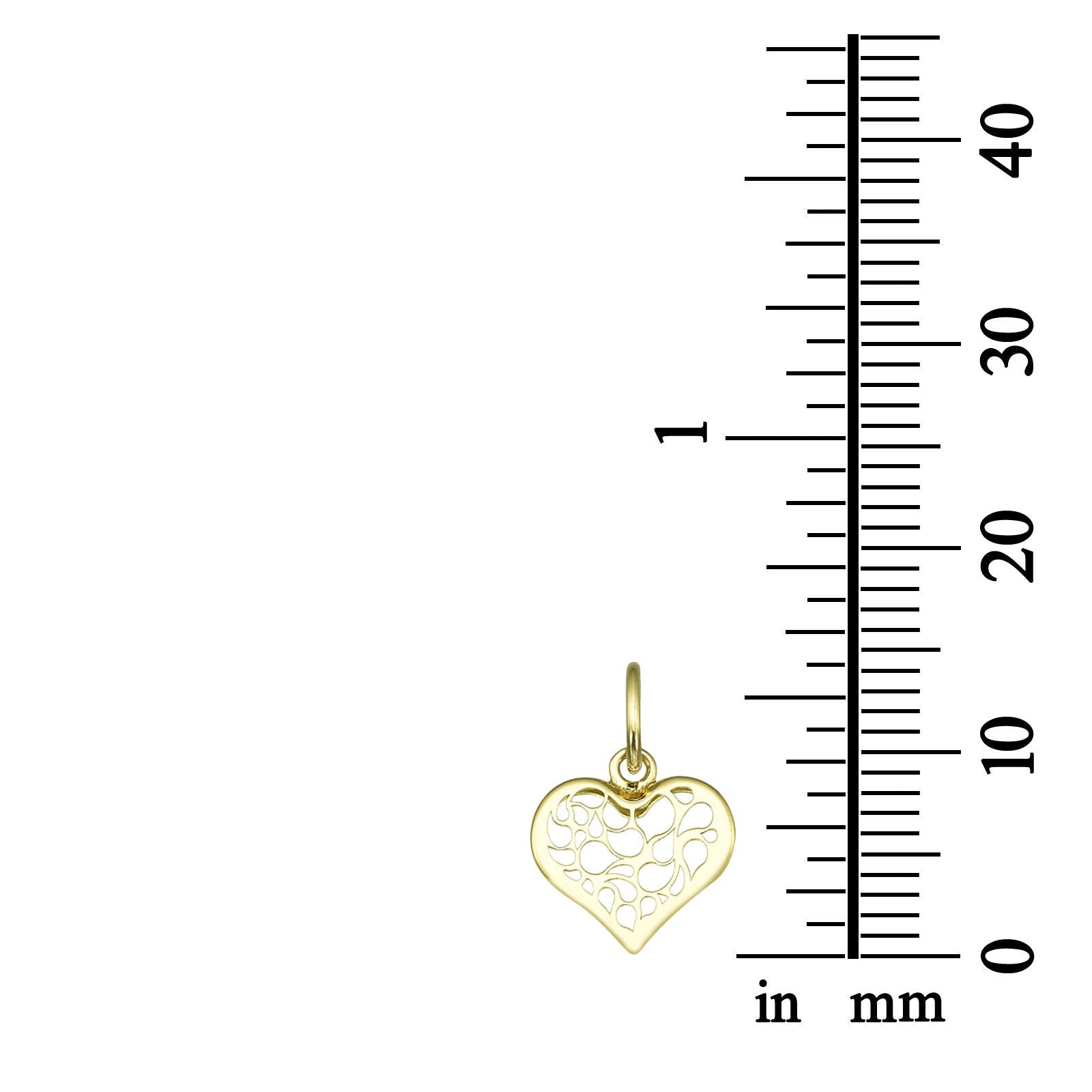 תליון ושרשרת מזהב צהוב - לב מופשט תליון ושרשרת מזהב צהוב - לב מופשט