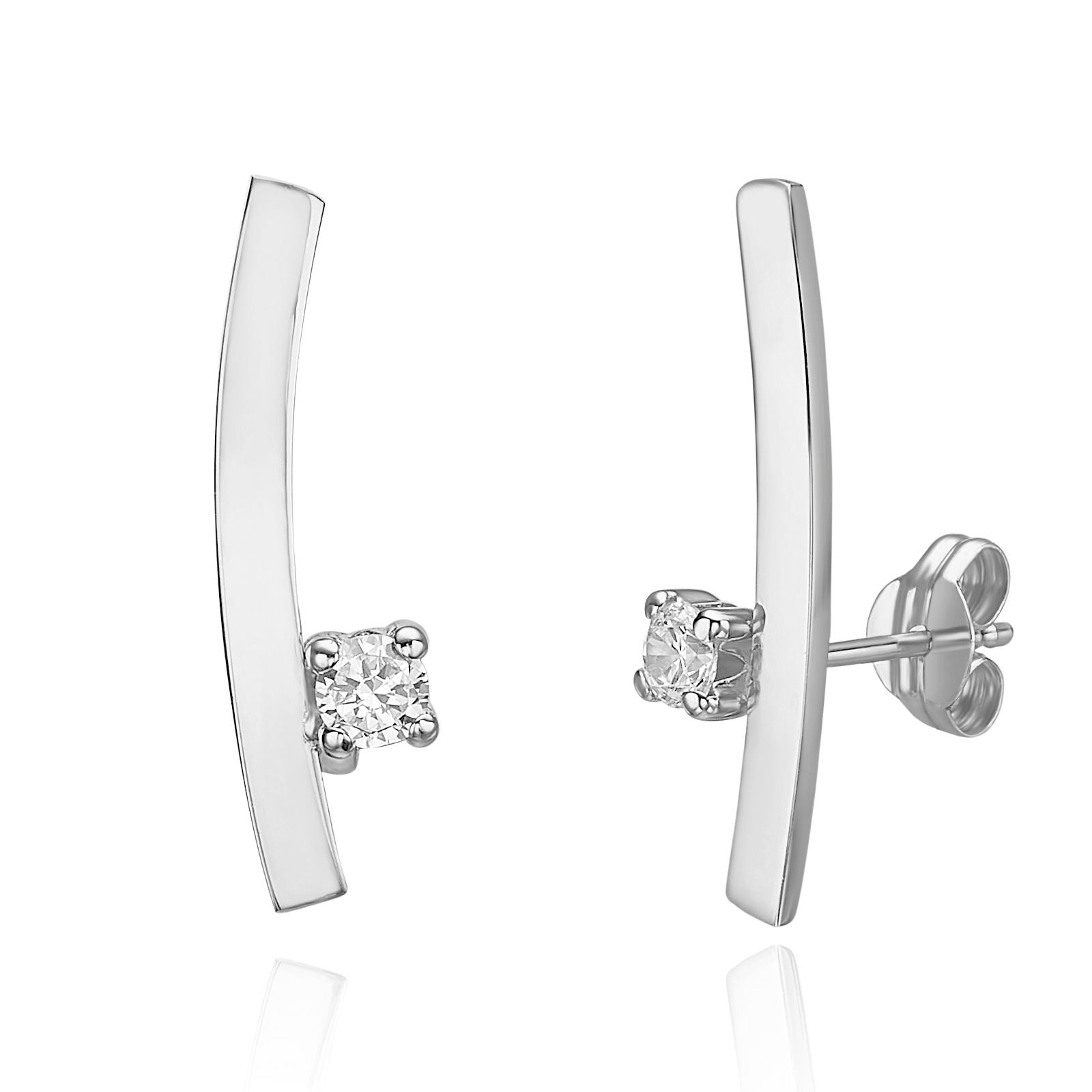 עגילים מטפסים מזהב לבן 14 קראט - זריחה עגילים מטפסים מזהב לבן 14 קראט - זריחה