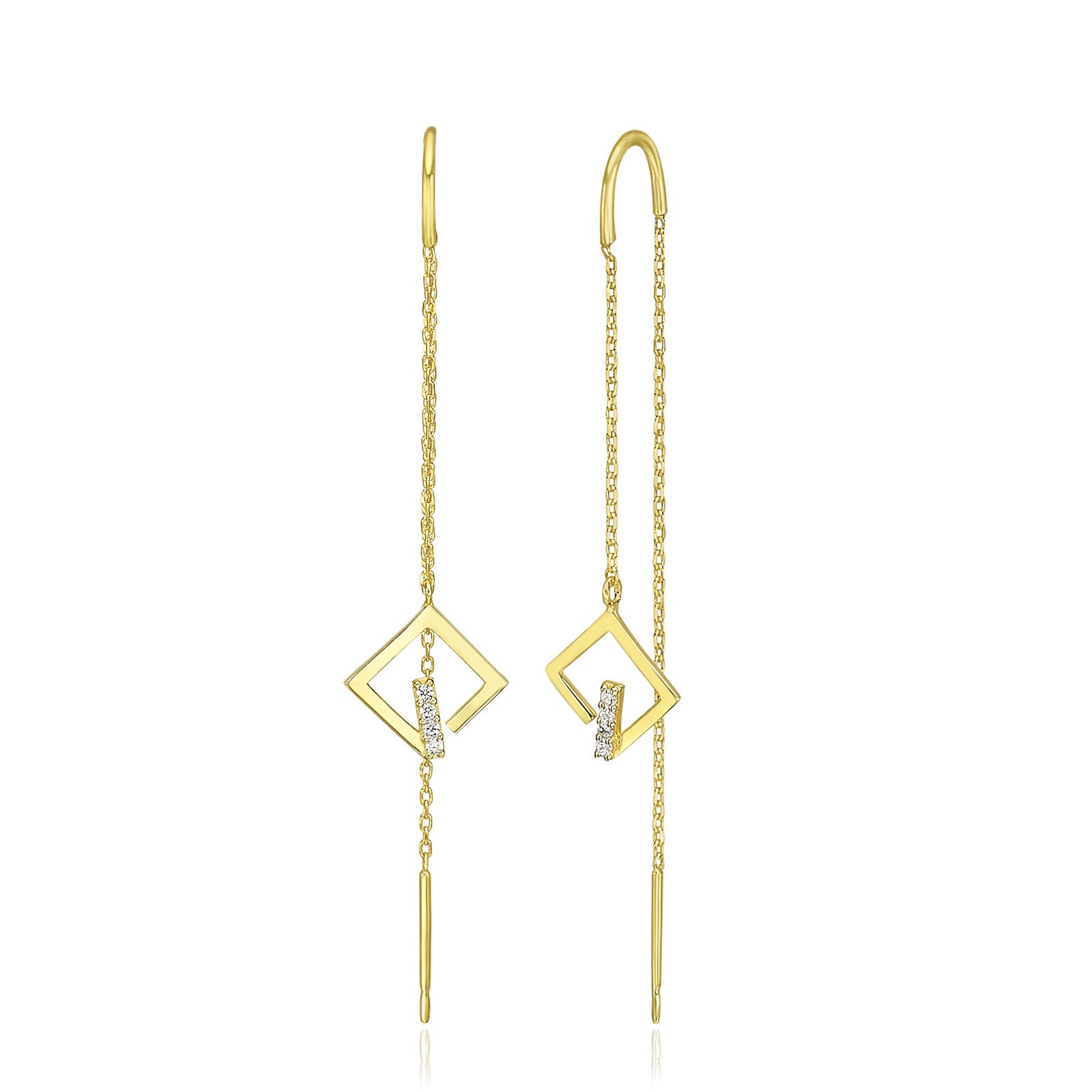 עגילים תלויים מזהב צהוב 14 קראט - גרייס עגילים תלויים מזהב צהוב 14 קראט - גרייס