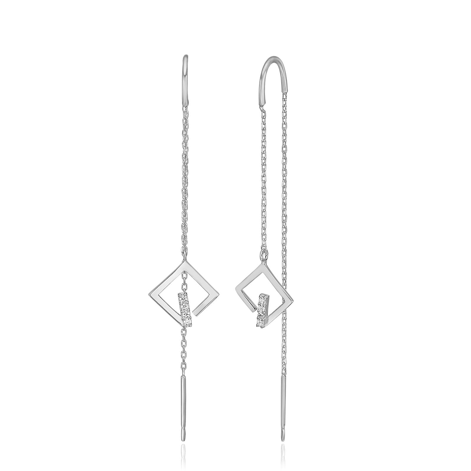 עגילים תלויים מזהב לבן 14 קראט - גרייס עגילים תלויים מזהב לבן 14 קראט - גרייס