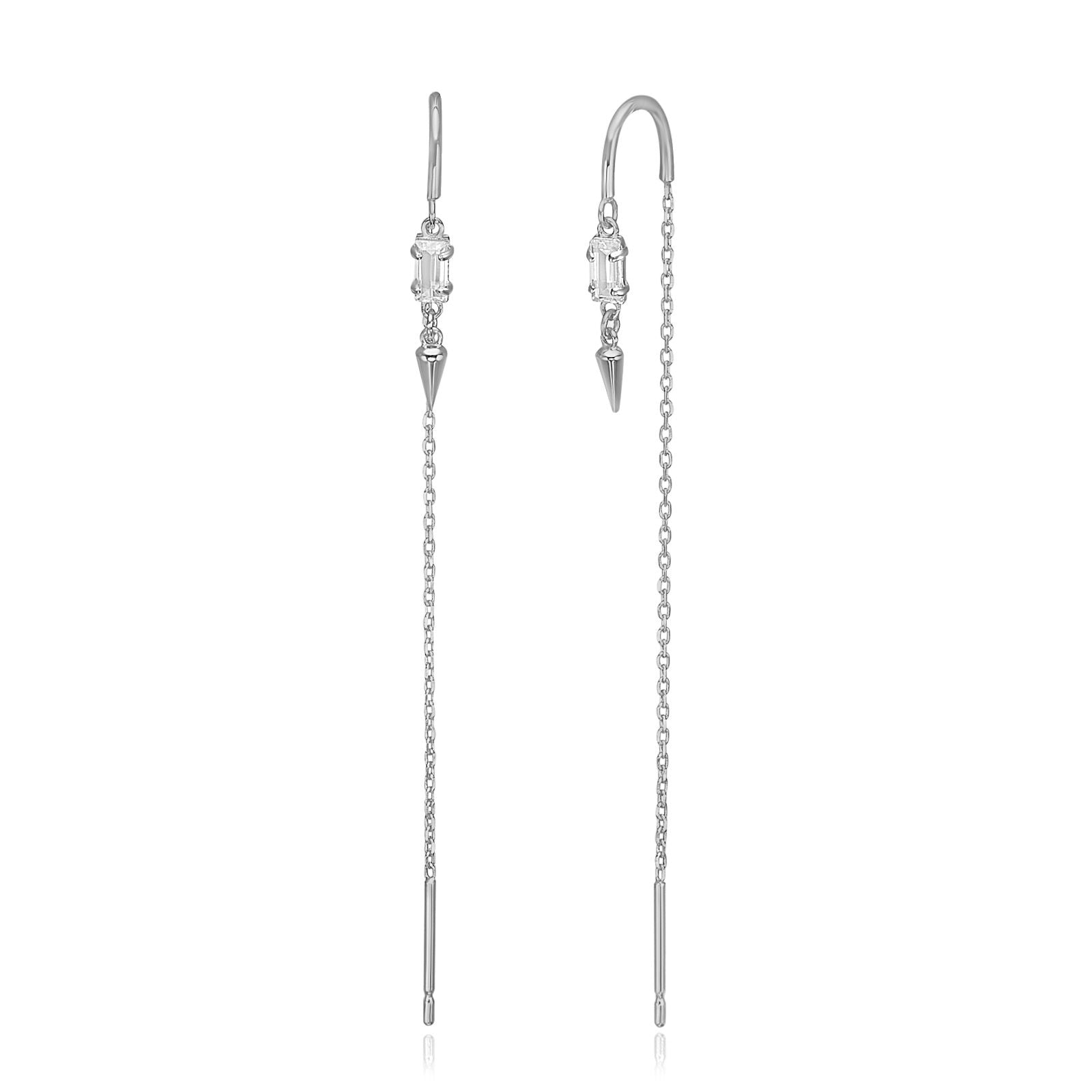 עגילים תלויים מזהב לבן 14 קראט - שנחאי עגילים תלויים מזהב לבן 14 קראט - שנחאי